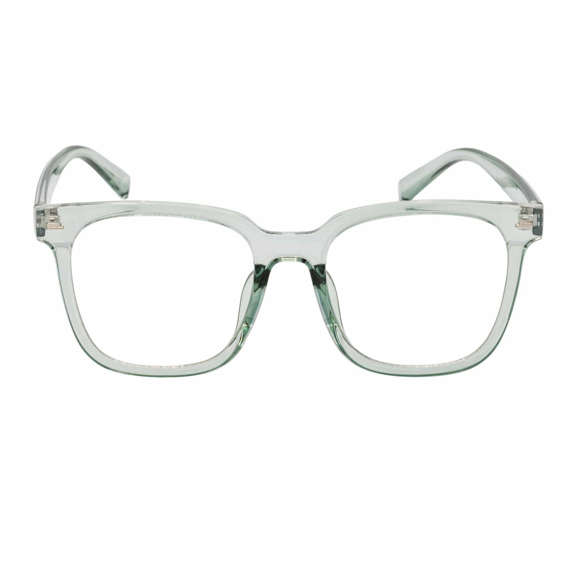NEWPORT - Oversize Large Modern Square Glasses Clear Green Clear Lens