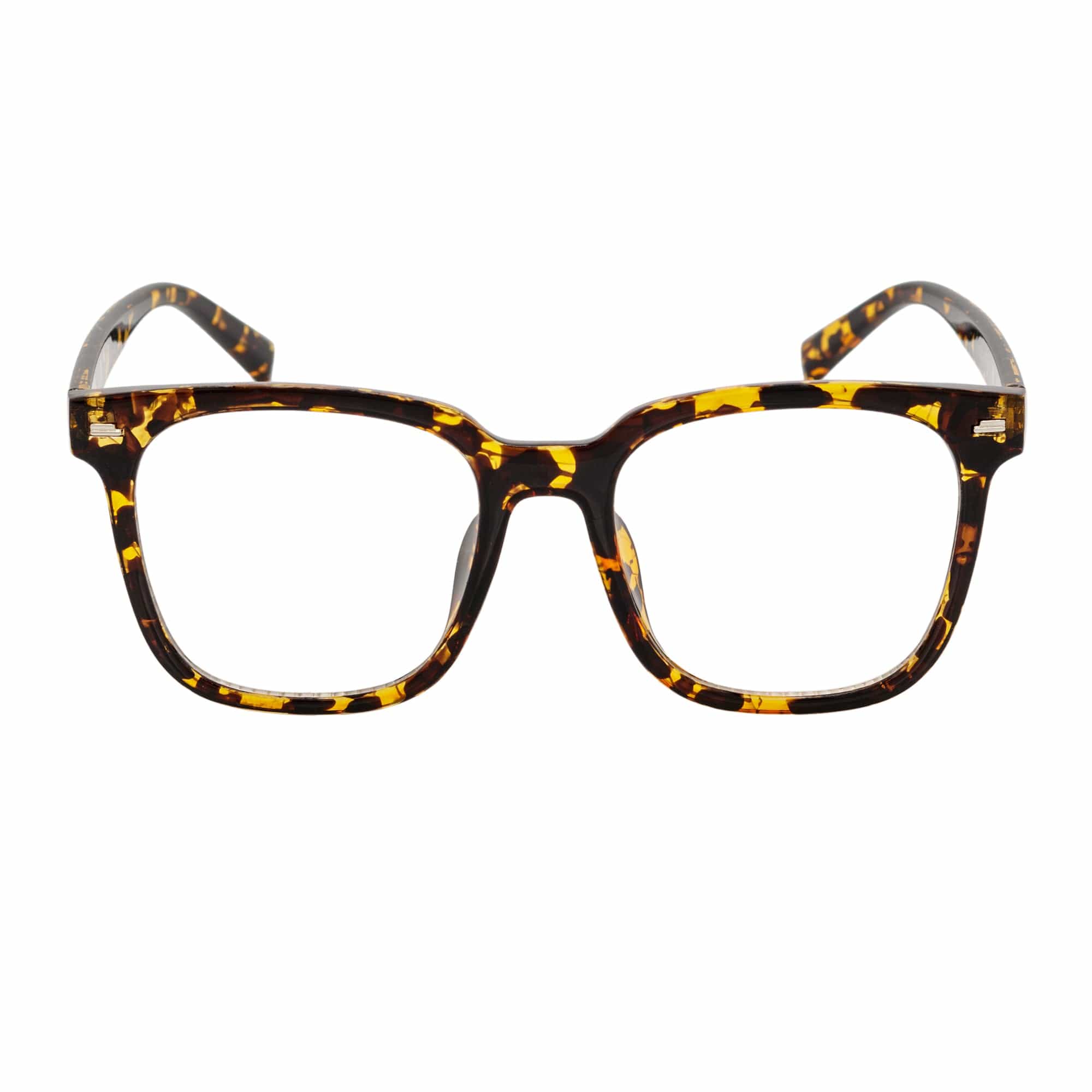 NEWPORT - Oversized Modern Square Glasses Tortoise Shell Clear Lens