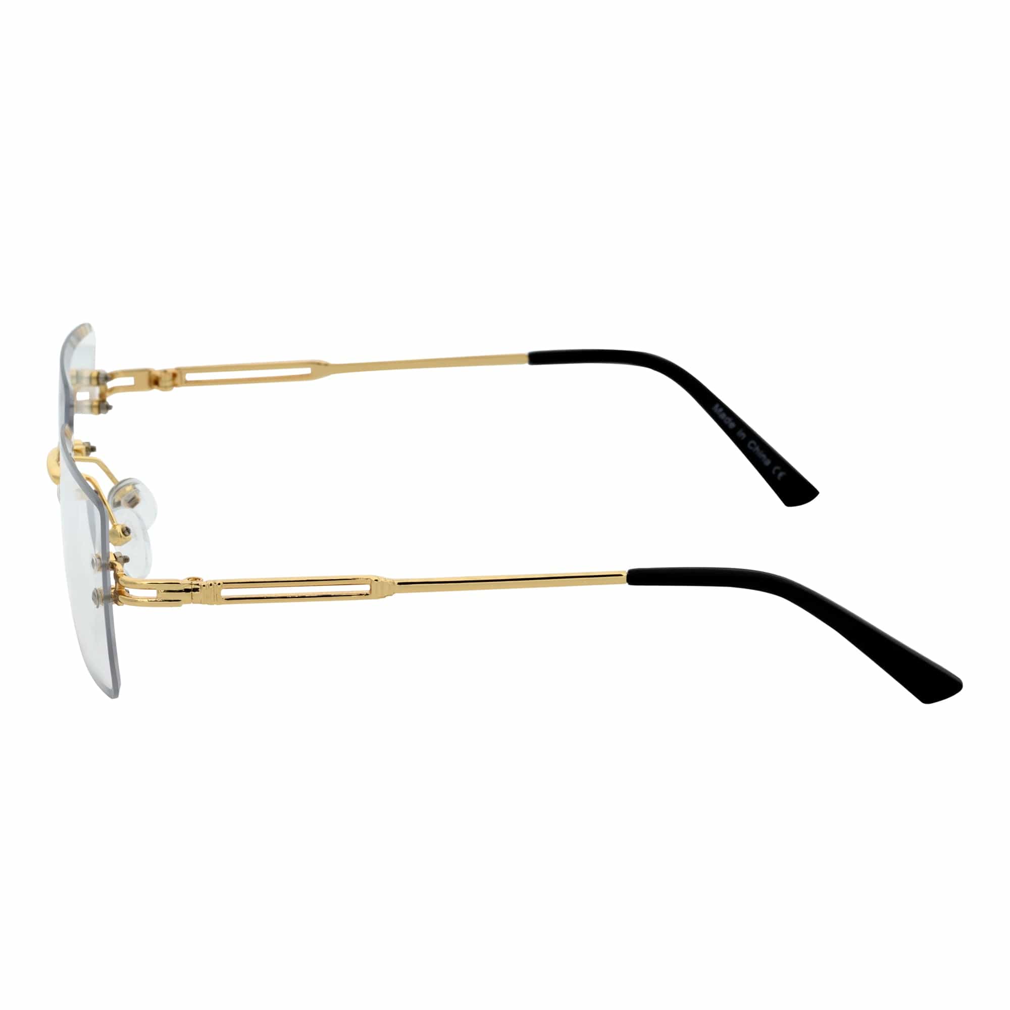 PREMIERE - Luxury 90s Small Metal Rimless Rectangle Glasses Gold Clear Lens