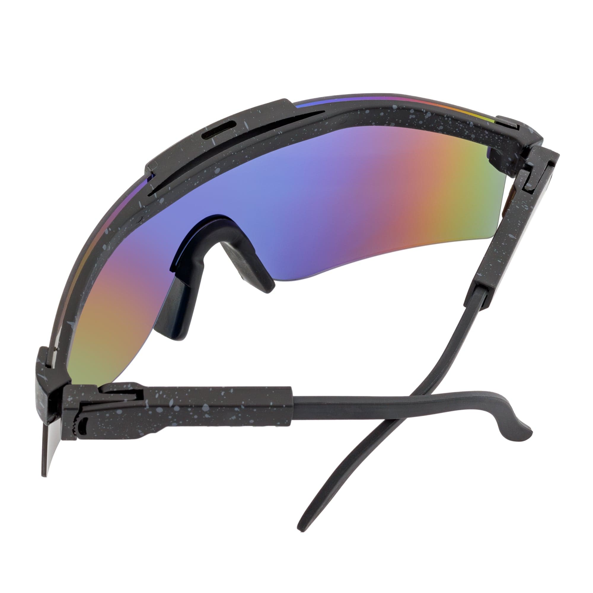 COBRA - Adjustable Rimless Shield Sunglasses Black Gray - Speckled Orange Mirror