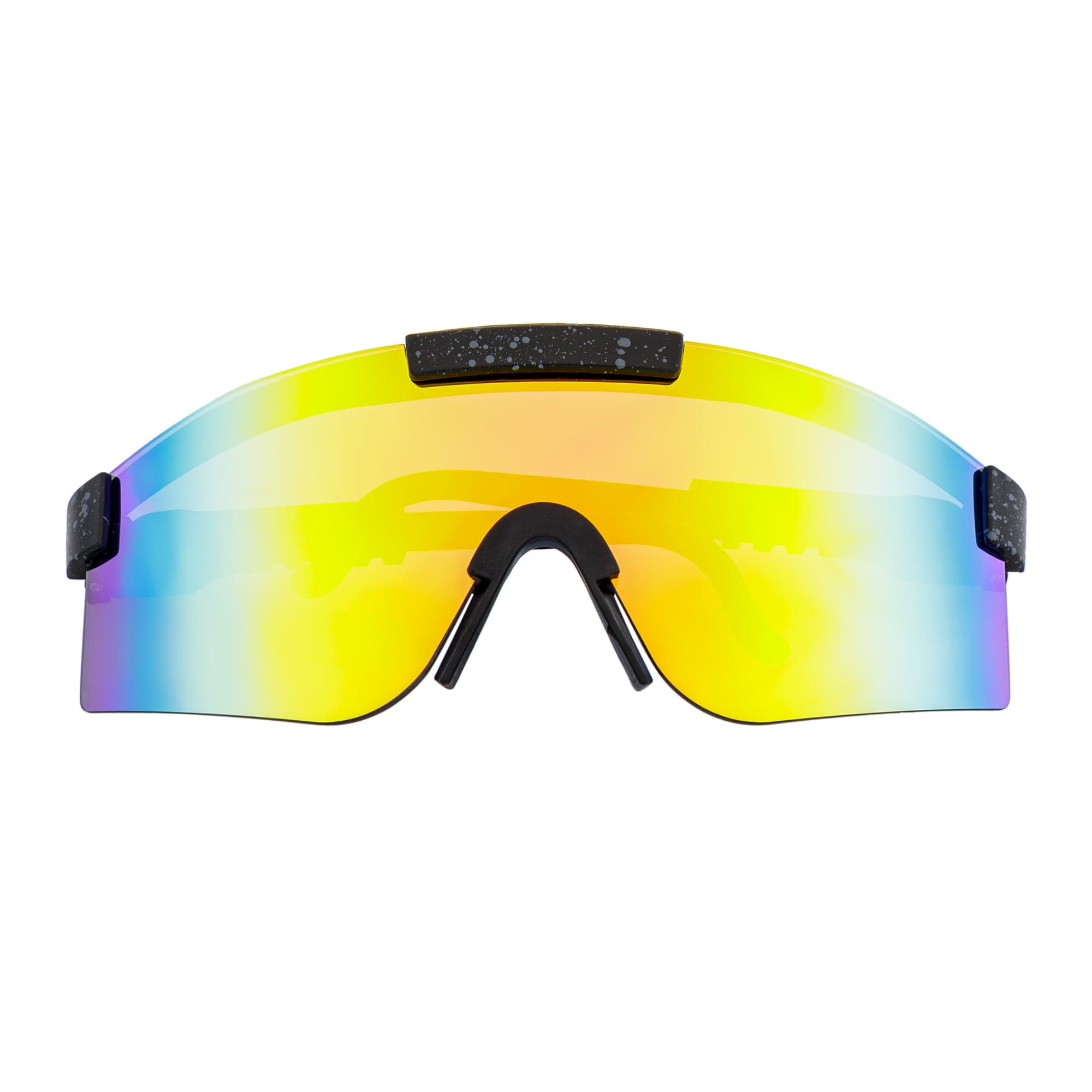 COBRA - Adjustable Rimless Shield Sunglasses Black Gray - Speckled Orange Mirror