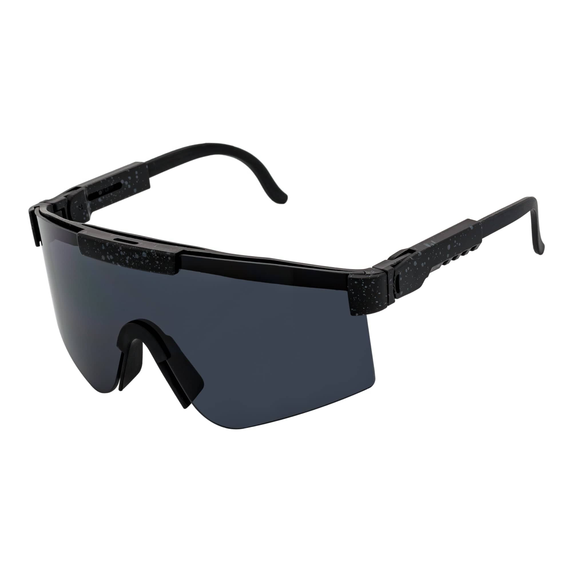 COBRA - Large Adjustable Sports Shield Sunglasses Black Gray - Speckled Smoke