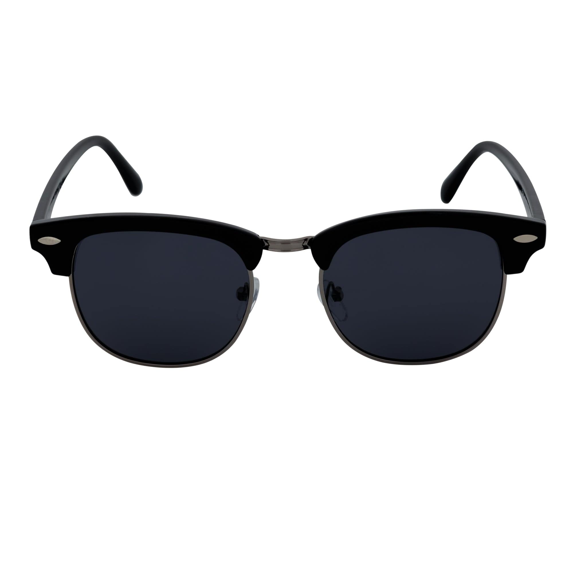 COUNTRY CLUB - Classic Semi - Rimless Half Frame Sunglasses Black Smoke Polarized