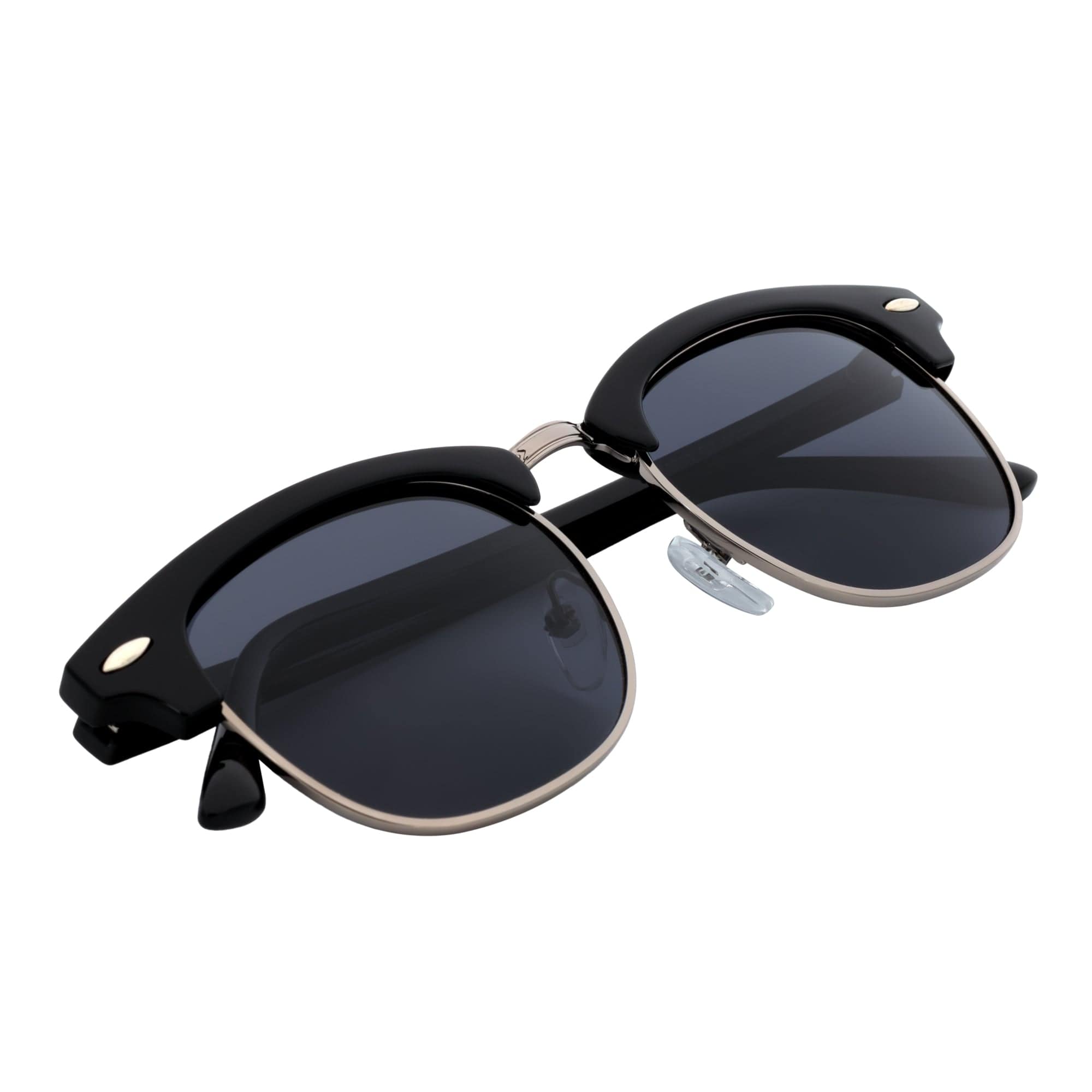 COUNTRY CLUB - Classic Semi - Rimless Half Frame Sunglasses Black Smoke Polarized