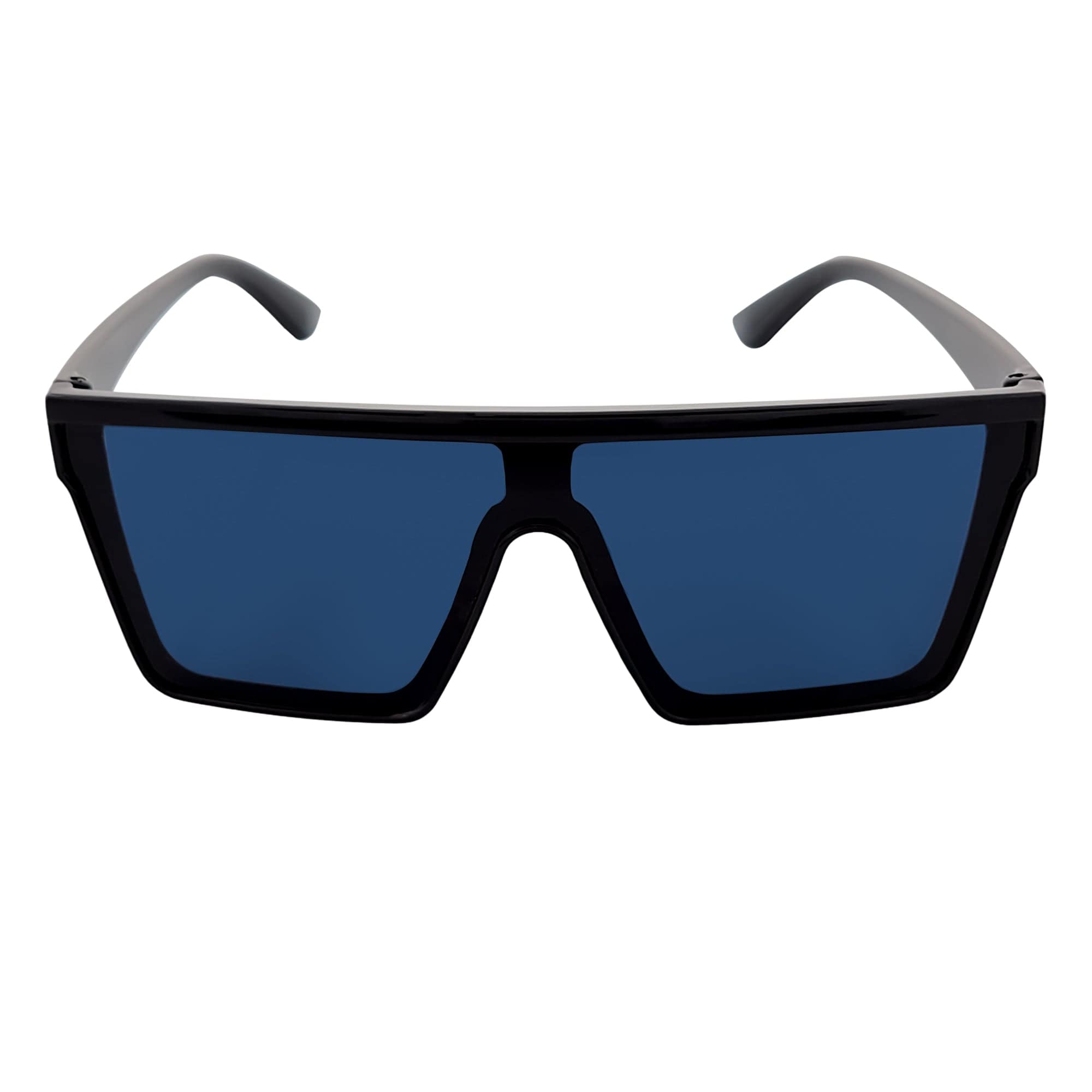 EDGE - Flat Top Rimless Rectangle Sunglasses Gloss Black Dark Smoke Tint