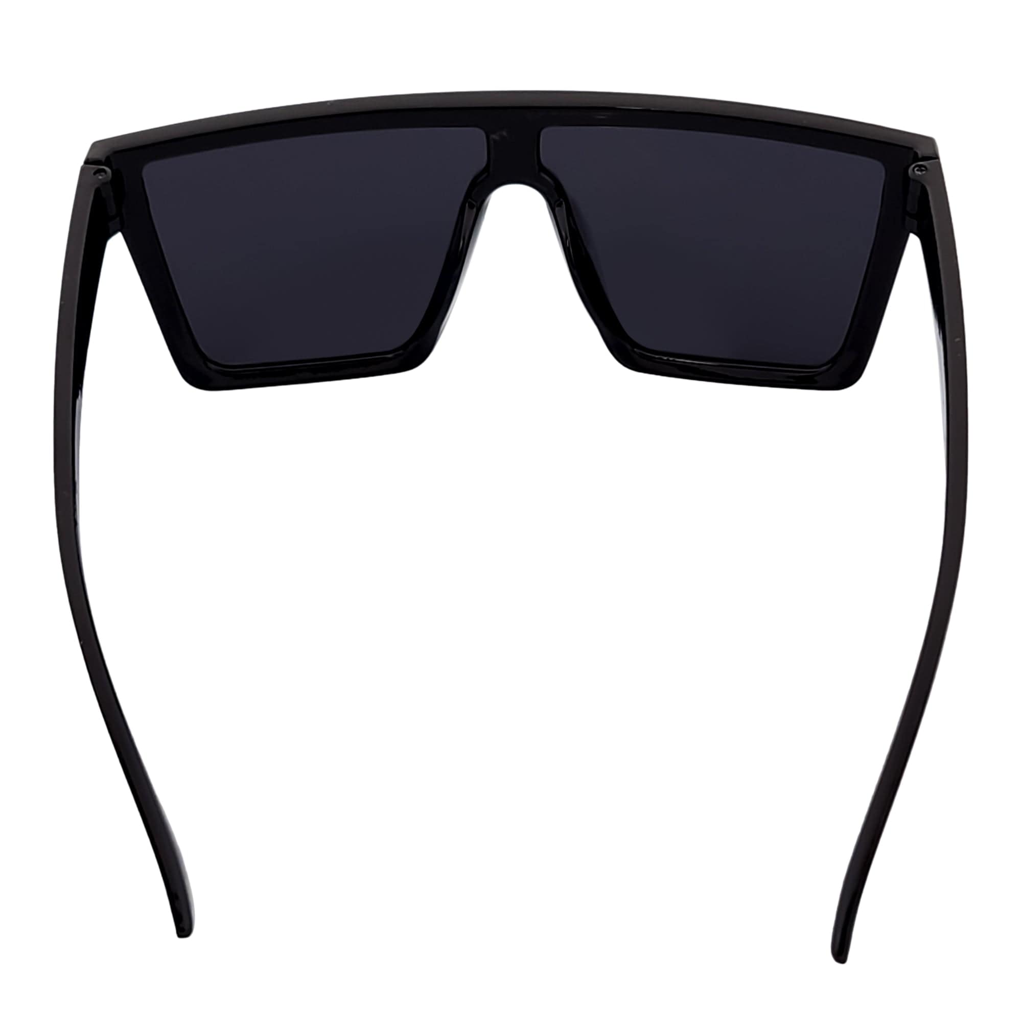 EDGE - Flat Top Rimless Rectangle Sunglasses Gloss Black Dark Smoke Tint