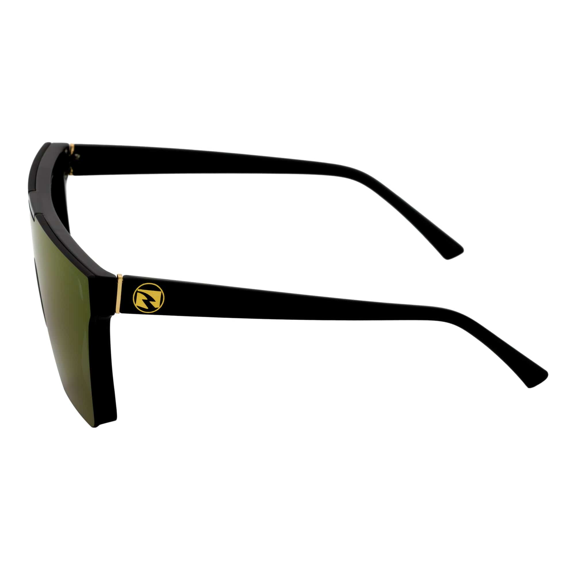 ELECTRIC - Large Rimless Rectangle Shield Sunglasses Gloss Black Pink Mirror