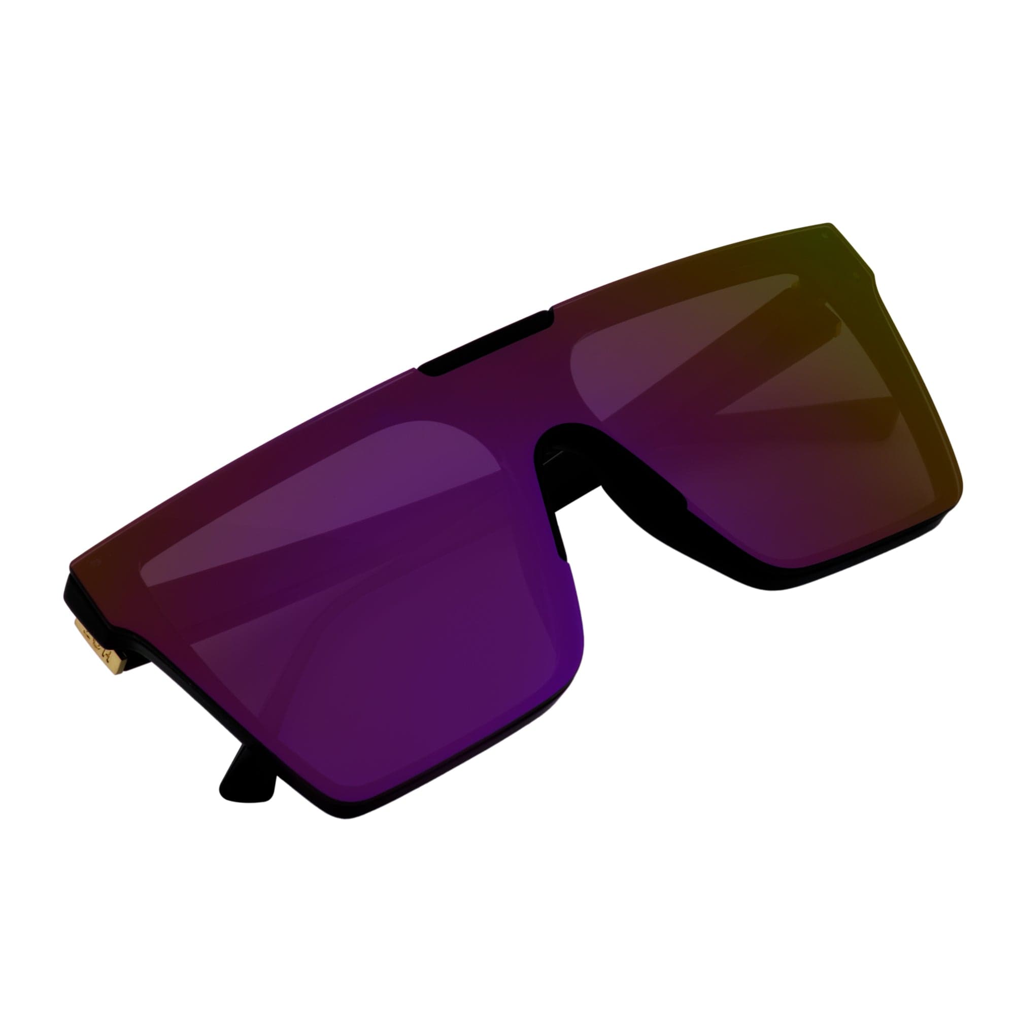 ELECTRIC - Large Rimless Rectangle Shield Sunglasses Gloss Black Purple Mirror