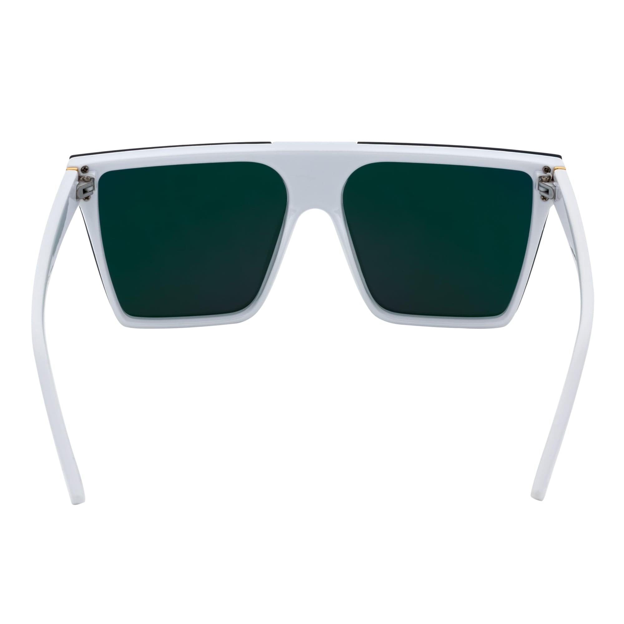 ELECTRIC - Large Rimless Rectangle Shield Sunglasses White Orange Mirror