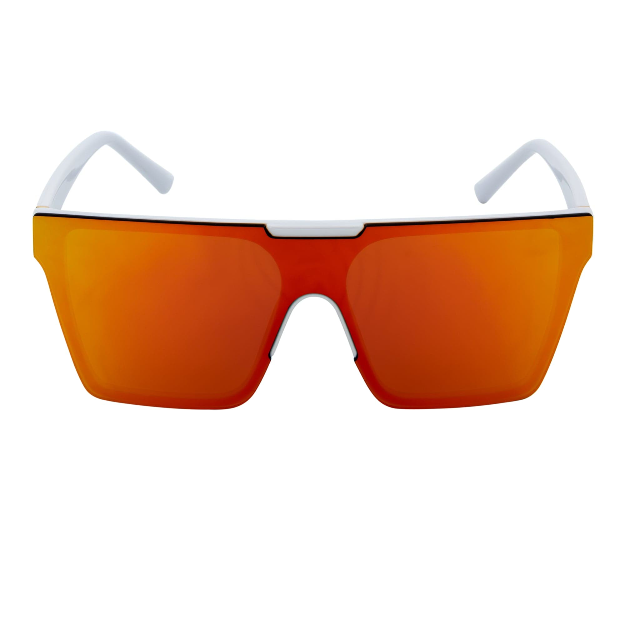 ELECTRIC - Large Rimless Rectangle Shield Sunglasses White Orange Mirror