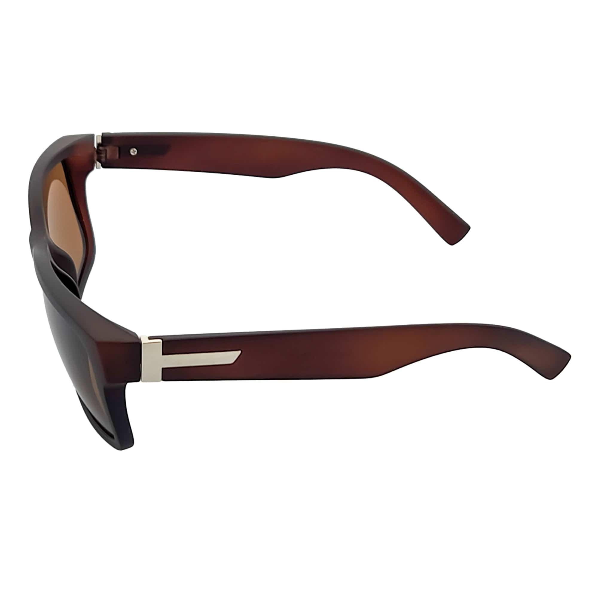 ENZO - Modern Sports Thick Square Sunglasses Frost Brown Brown Tint