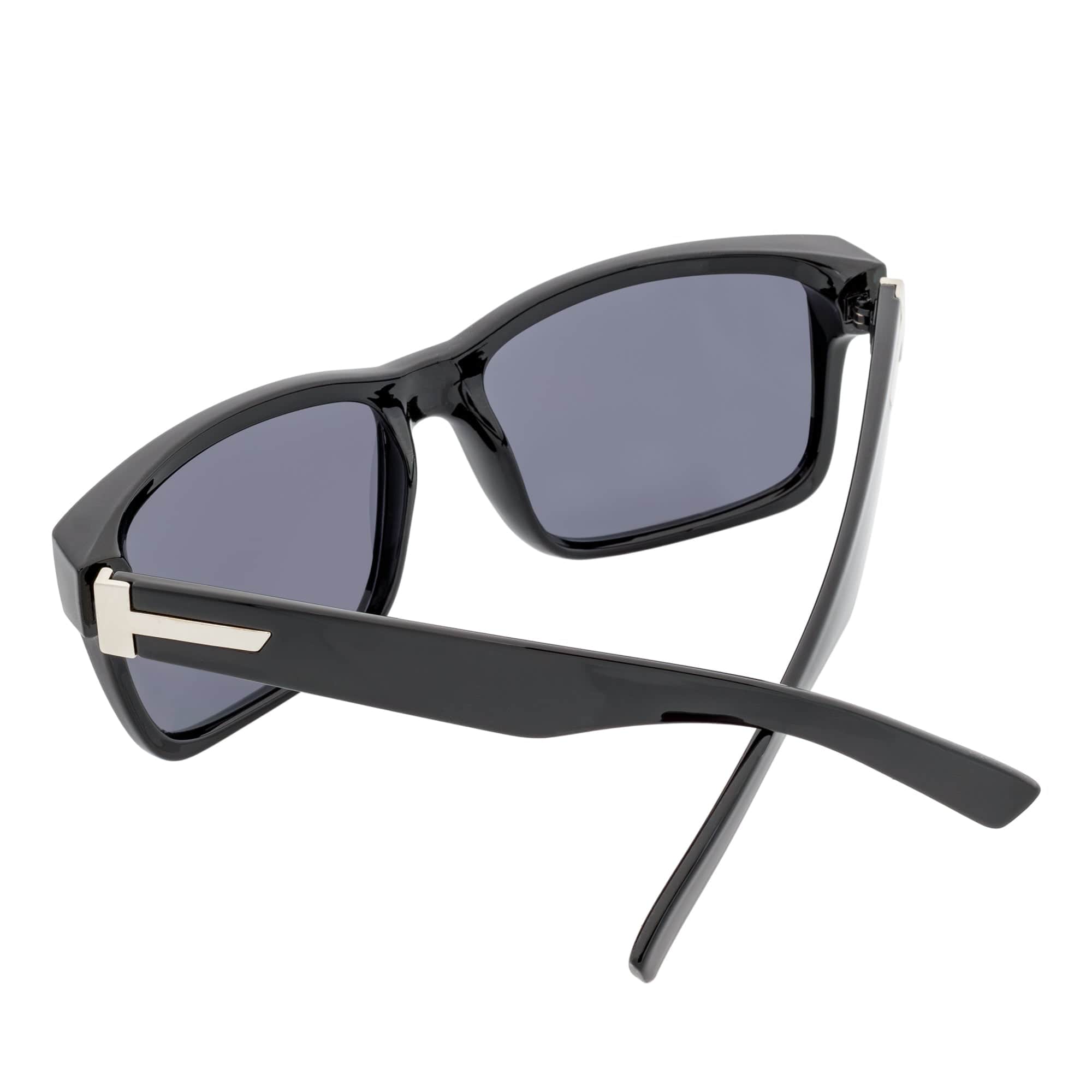 ENZO - Modern Sports Thick Square Sunglasses Gloss Black Smoke