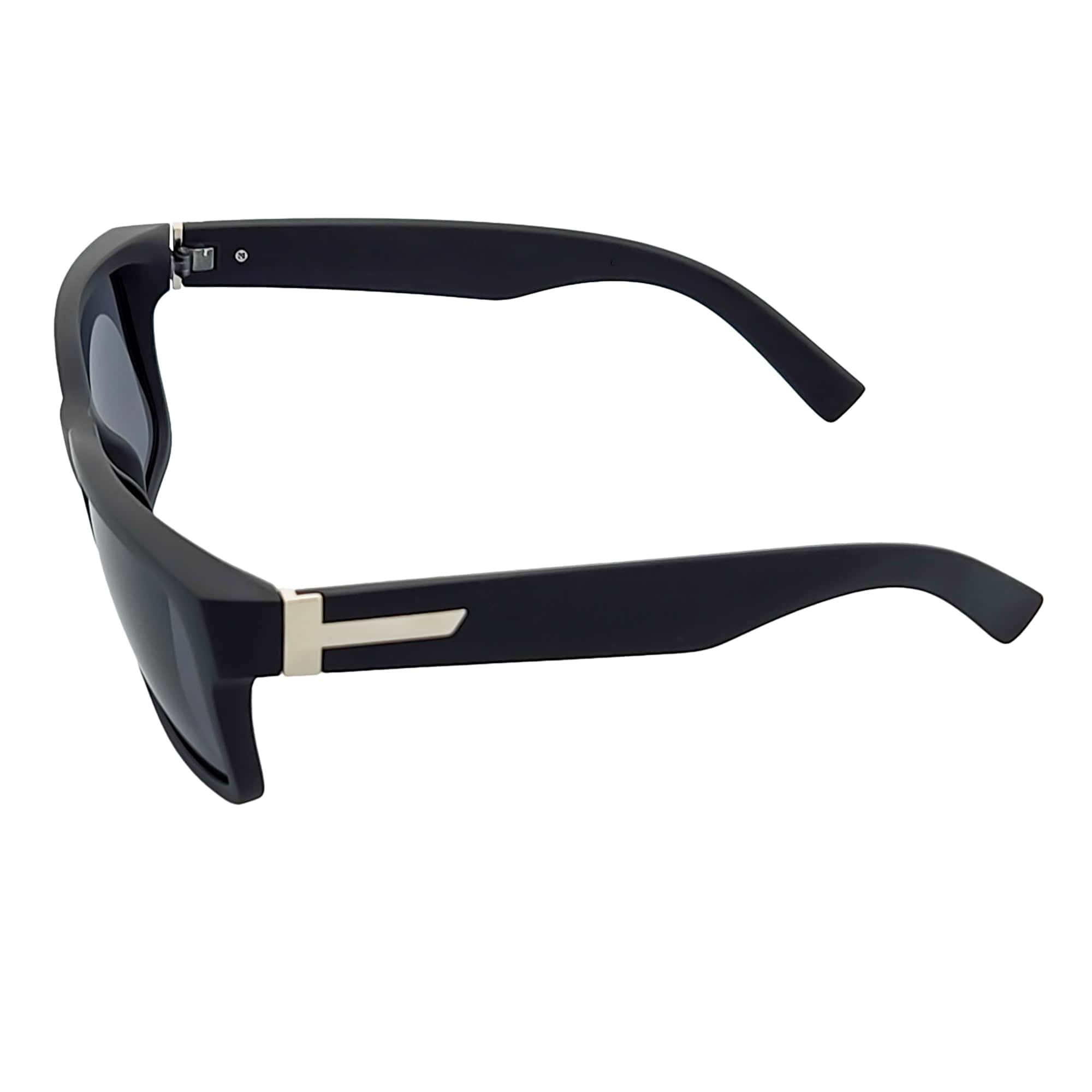 ENZO - Modern Sports Thick Square Sunglasses Matte Black Smoke