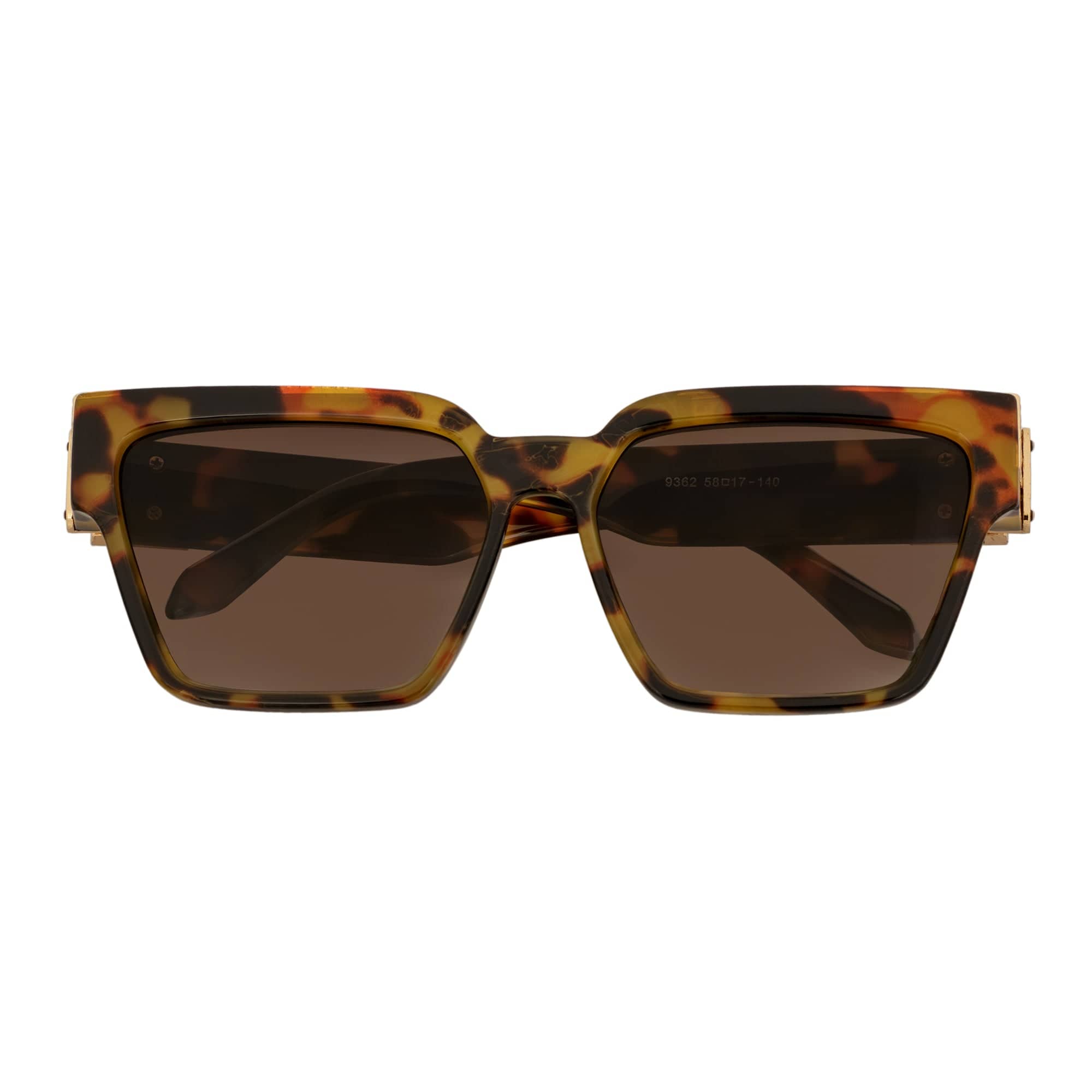 GUAP - High Fashion Metal Accent Square Sunglasses Tortoise - Gold Amber Fade