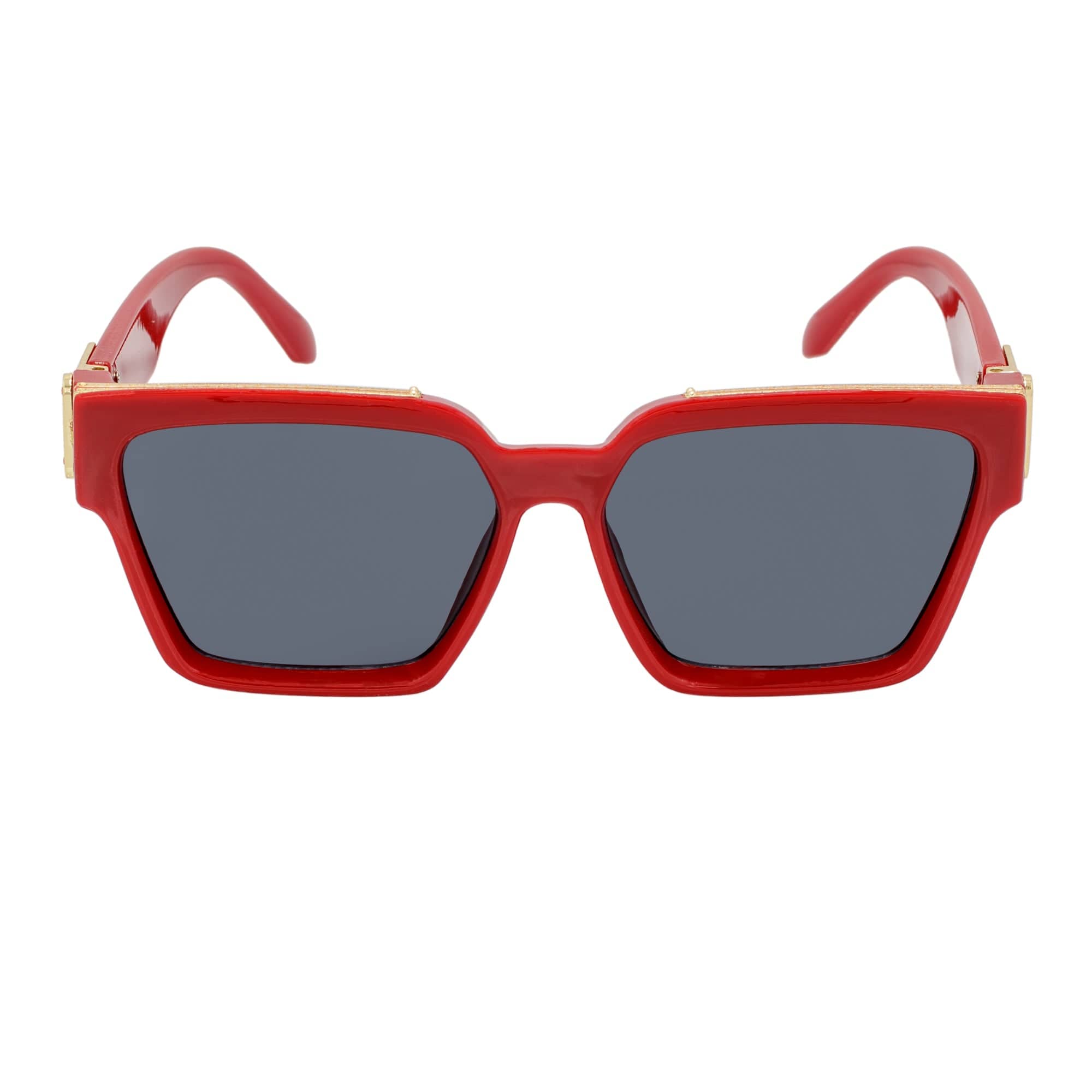 GUAP - Thick Square High Fashion Square Sunglasses Red - Gold Smoke Tint