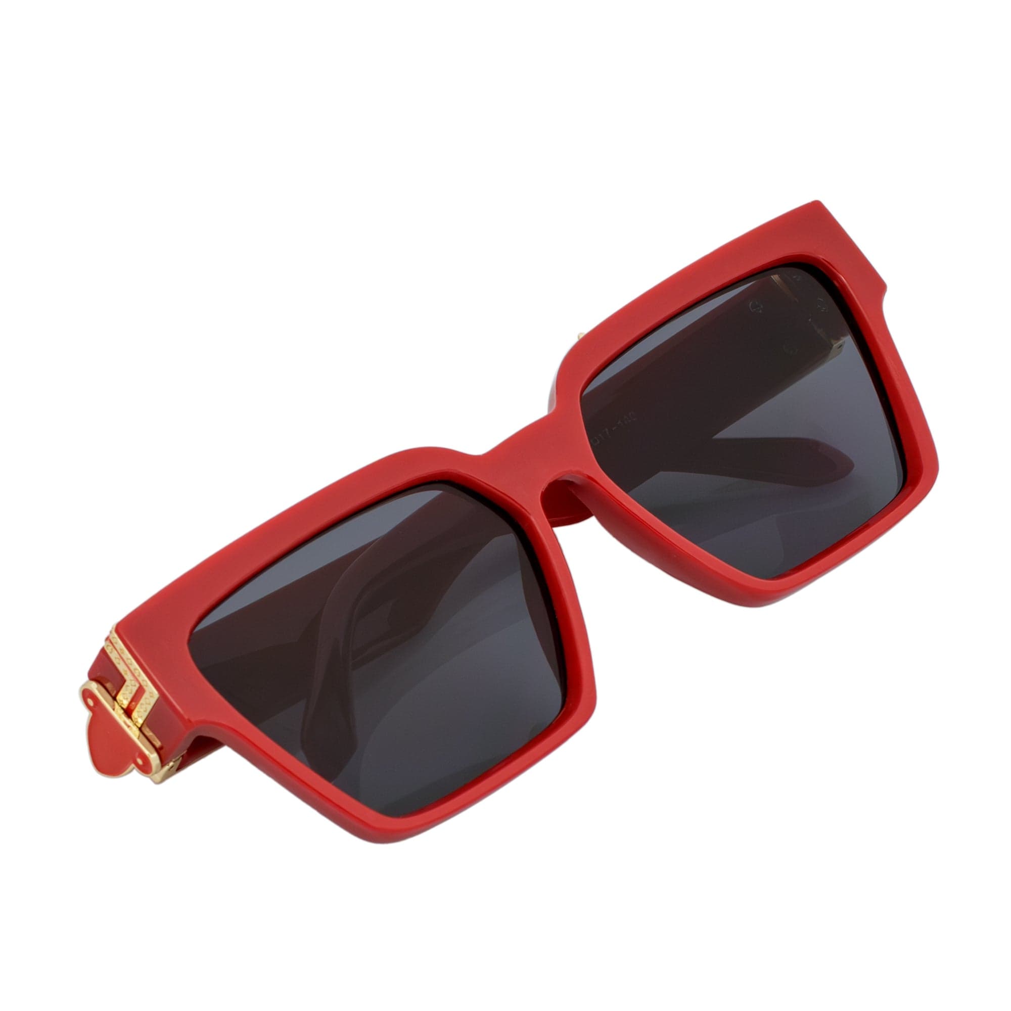 GUAP - Thick Square High Fashion Square Sunglasses Red - Gold Smoke Tint