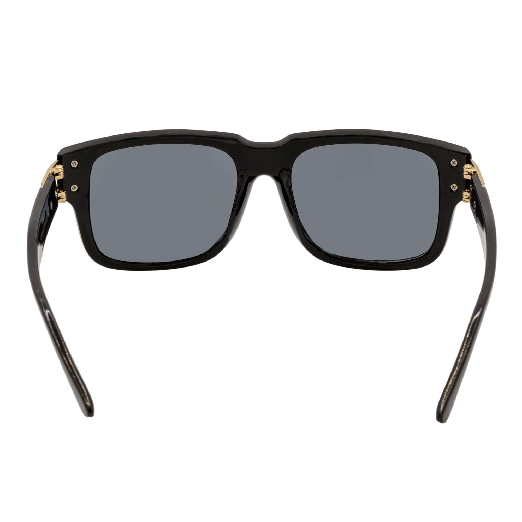 IMPERIAL - Square Two - Tone Metal Accent Square Sunglasses Gloss Black - Gold Gold Mirror