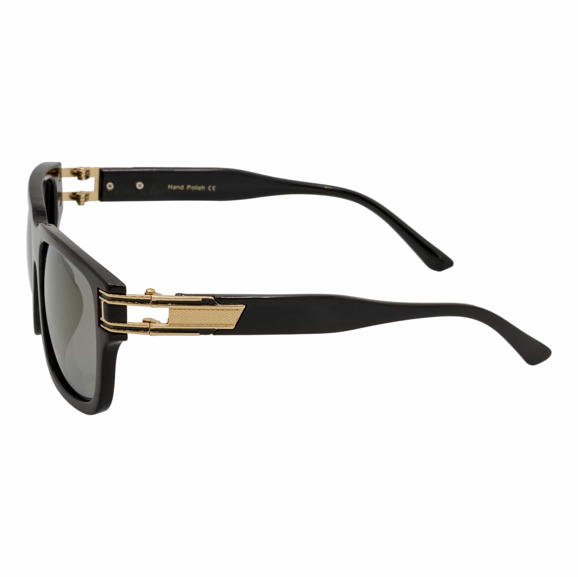 IMPERIAL - Square Two - Tone Metal Accent Square Sunglasses Gloss Black - Gold Gold Mirror
