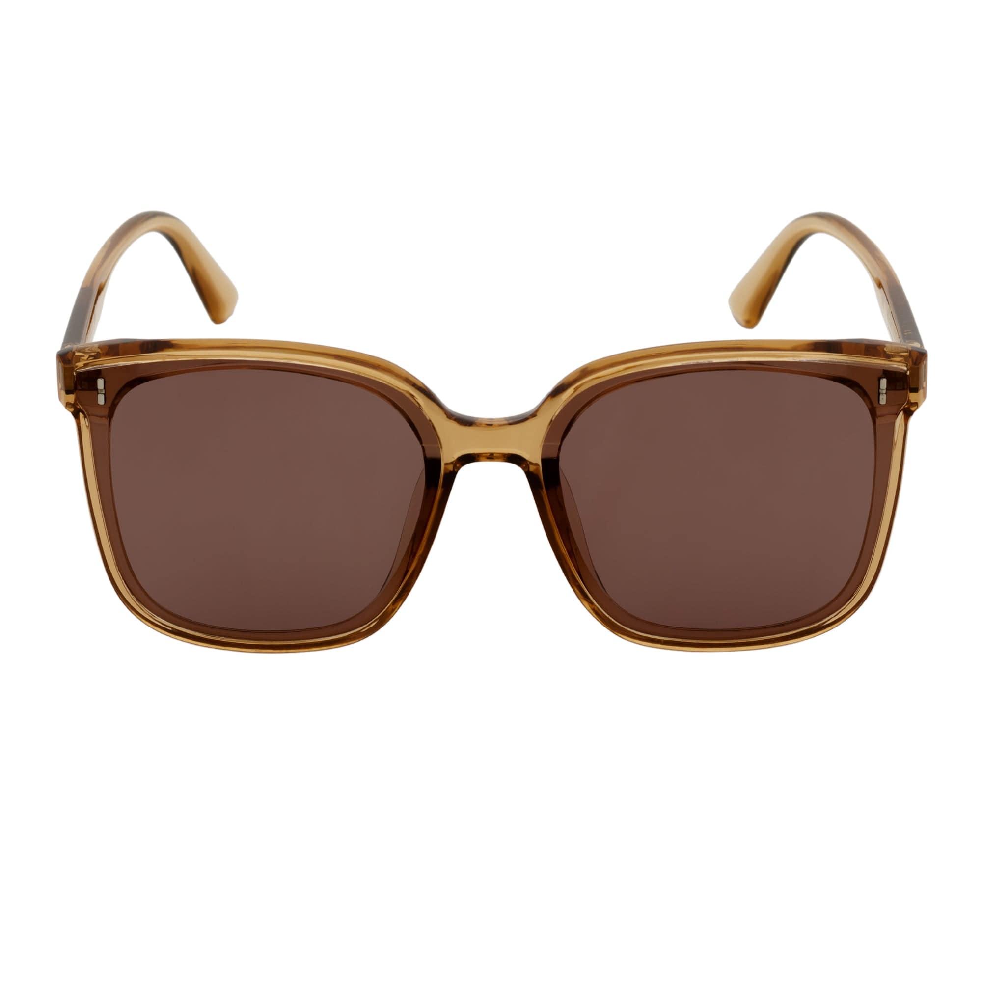 KARA - Polarized Womens Oversize Square Cat Eye Sunglasses Clear Brown Amber - MorspecsM1044-3