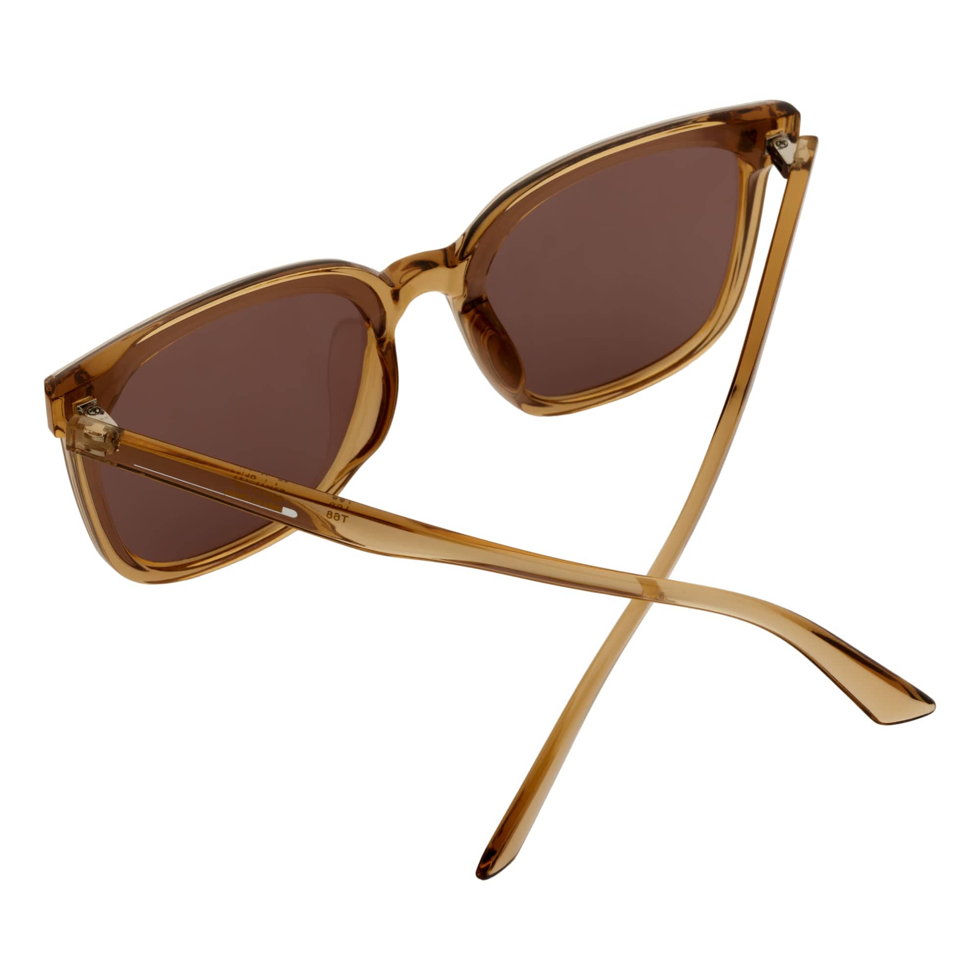 KARA - Polarized Womens Oversize Square Cat Eye Sunglasses Clear Brown Amber - MorspecsM1044-3