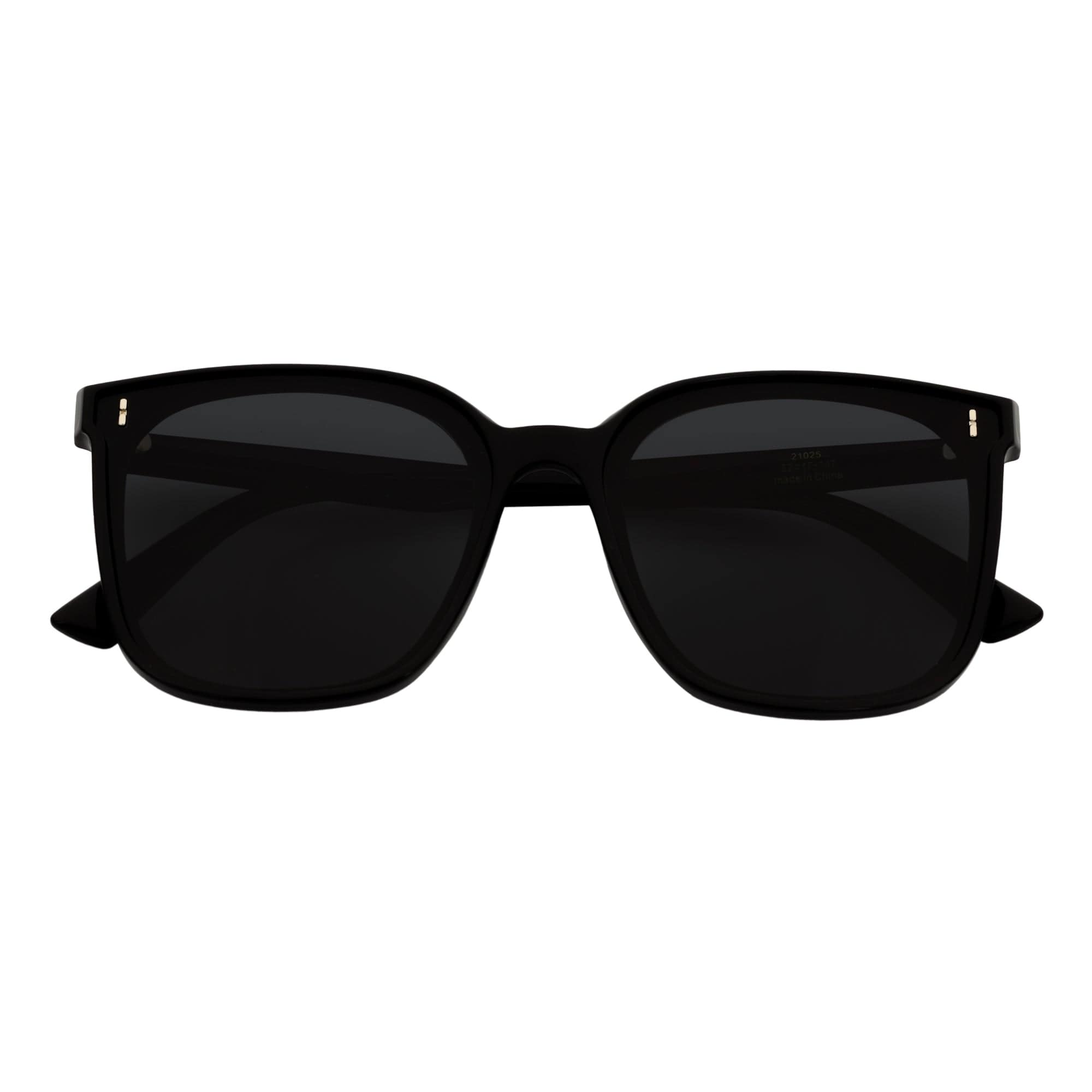 KARA - Polarized Womens Oversize Square Cat Eye Sunglasses Gloss Black Smoke