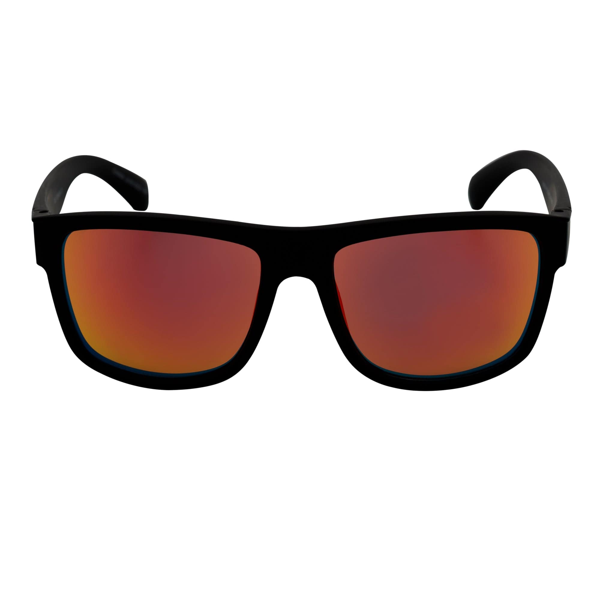 KENT - Modern Flat Top Horn Rimmed Sunglasses Matte Black Orange Mirror