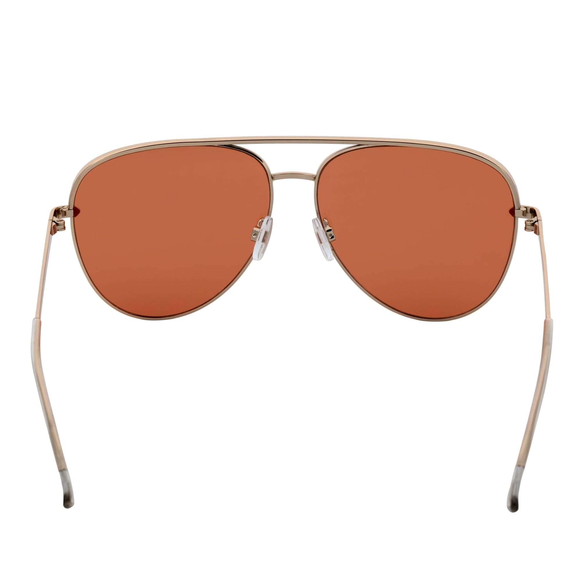 KEY - Oversize Large Flat Lens Metal Aviator Sunglasses Gold Peach Tint