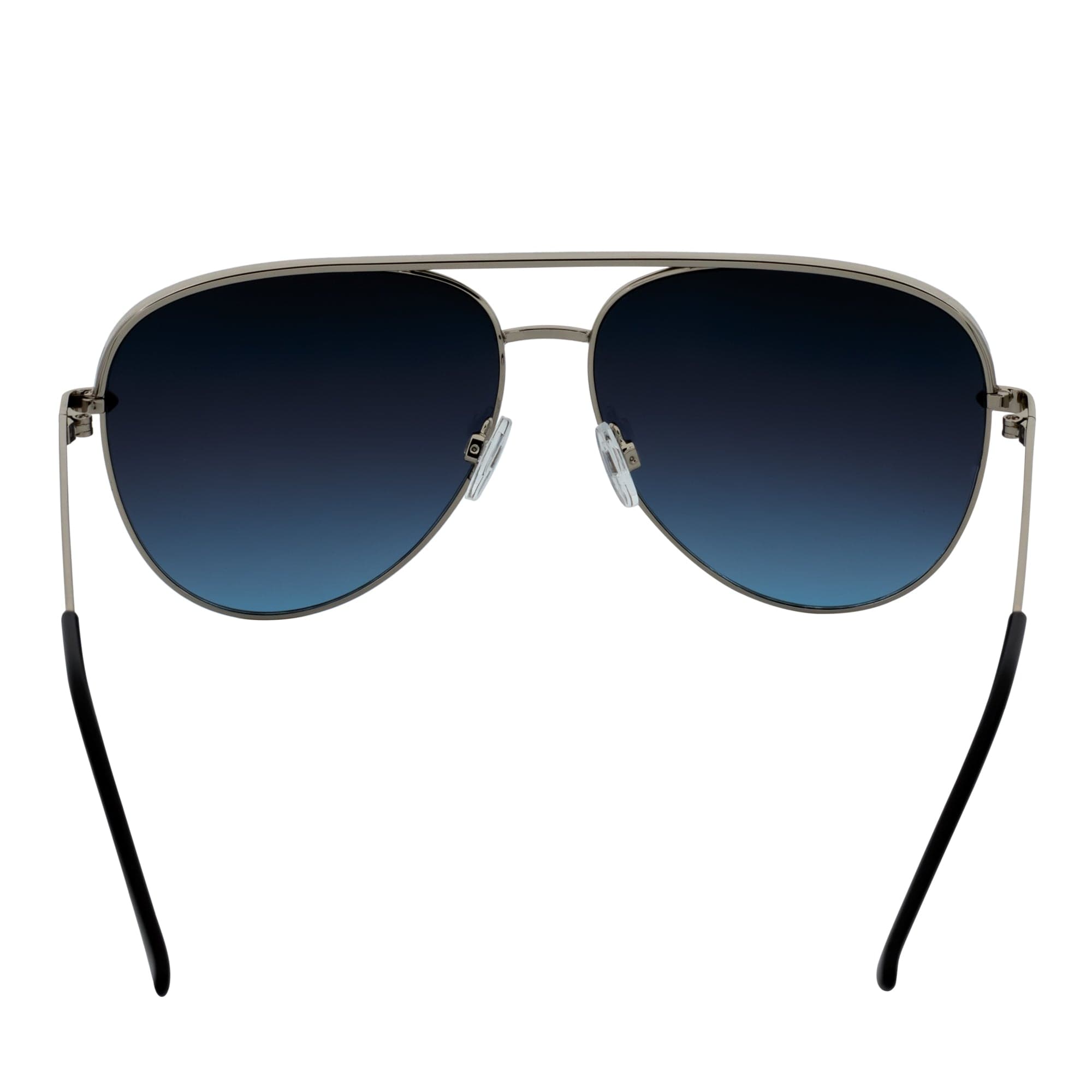 KEY - Oversize Flat Lens Metal Aviator Sunglasses Silver Lavender Blue