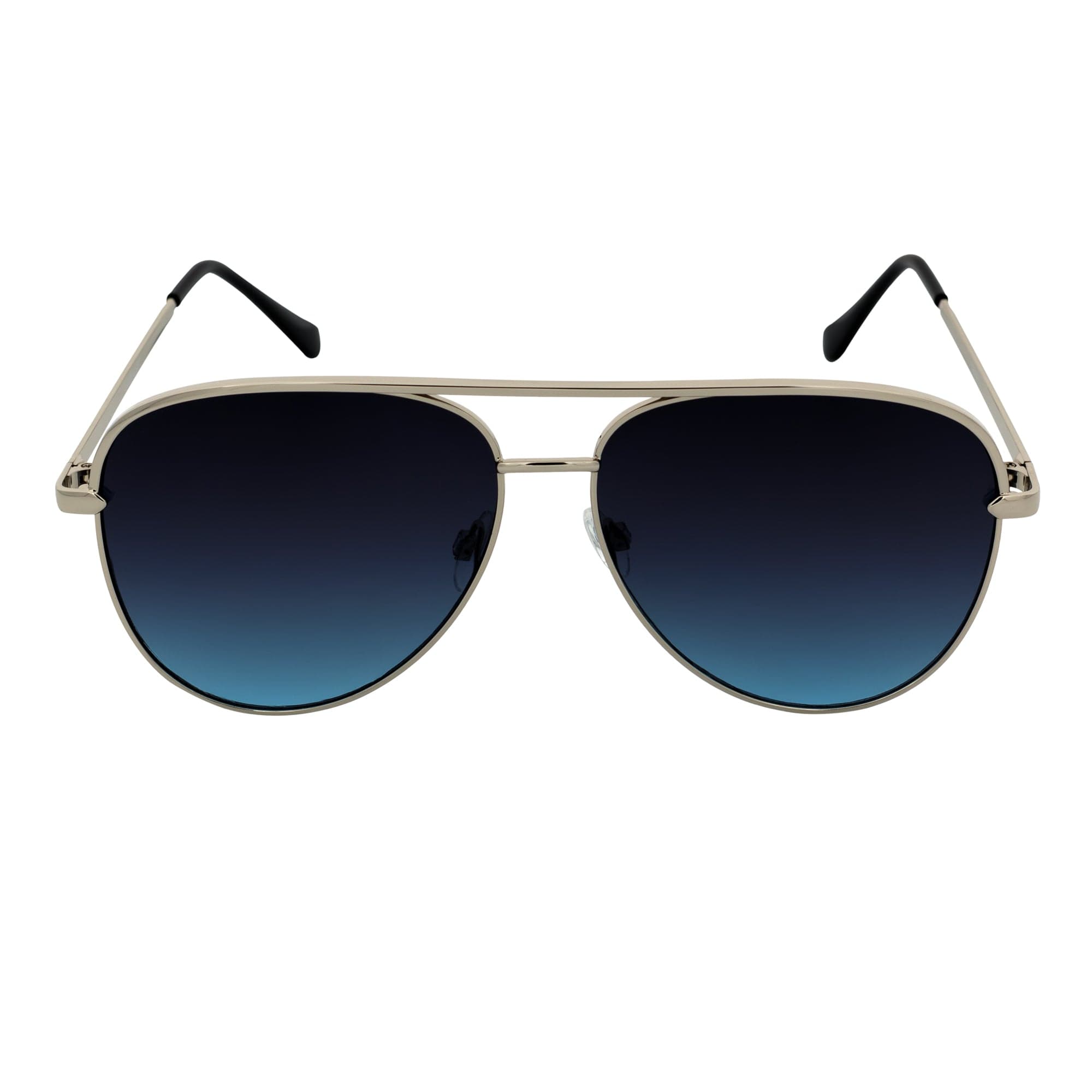 KEY - Oversize Flat Lens Metal Aviator Sunglasses Silver Lavender Blue