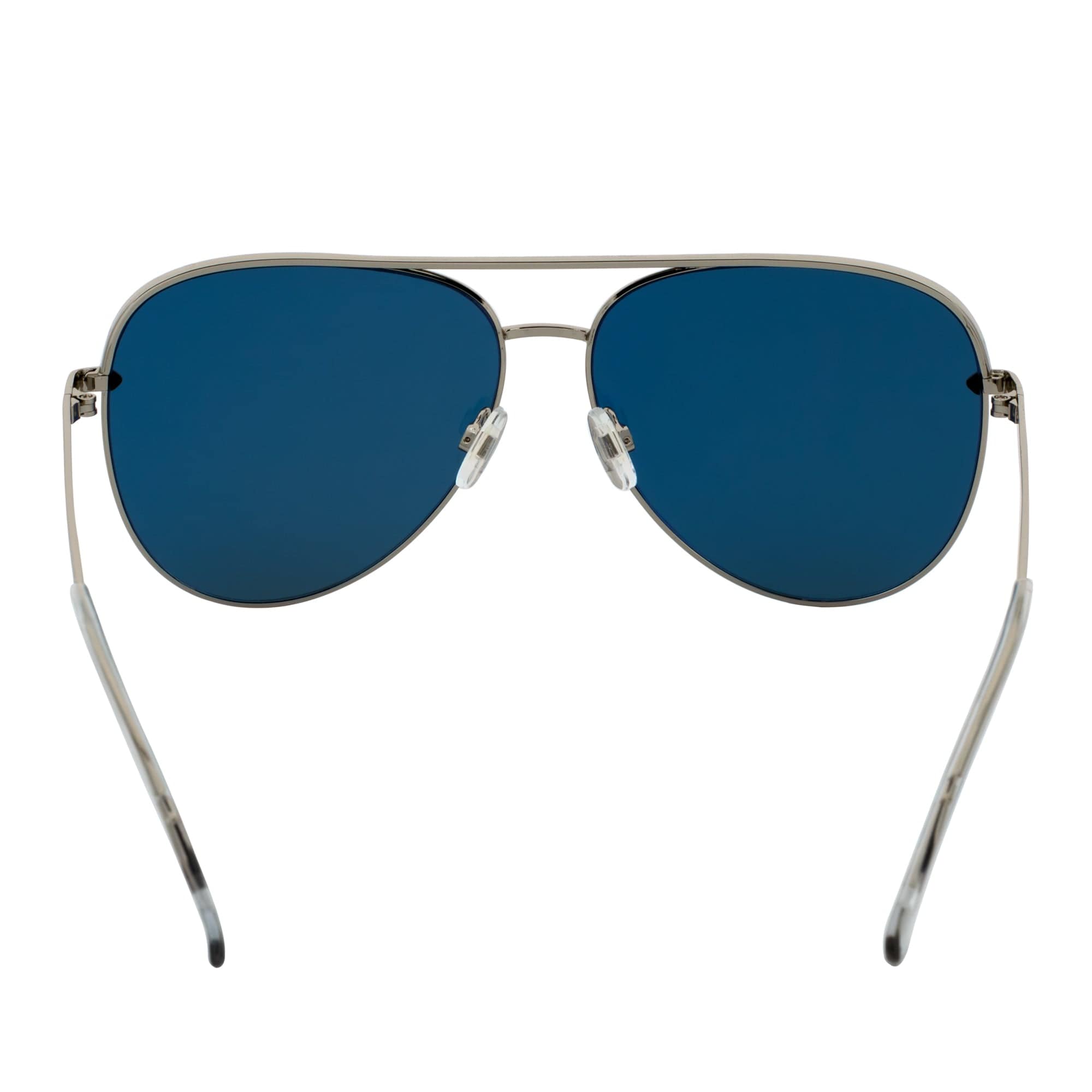 KEY - Oversize Large Flat Lens Metal Aviator Sunglasses Silver Orange Mirror - Morspecs M1040-12