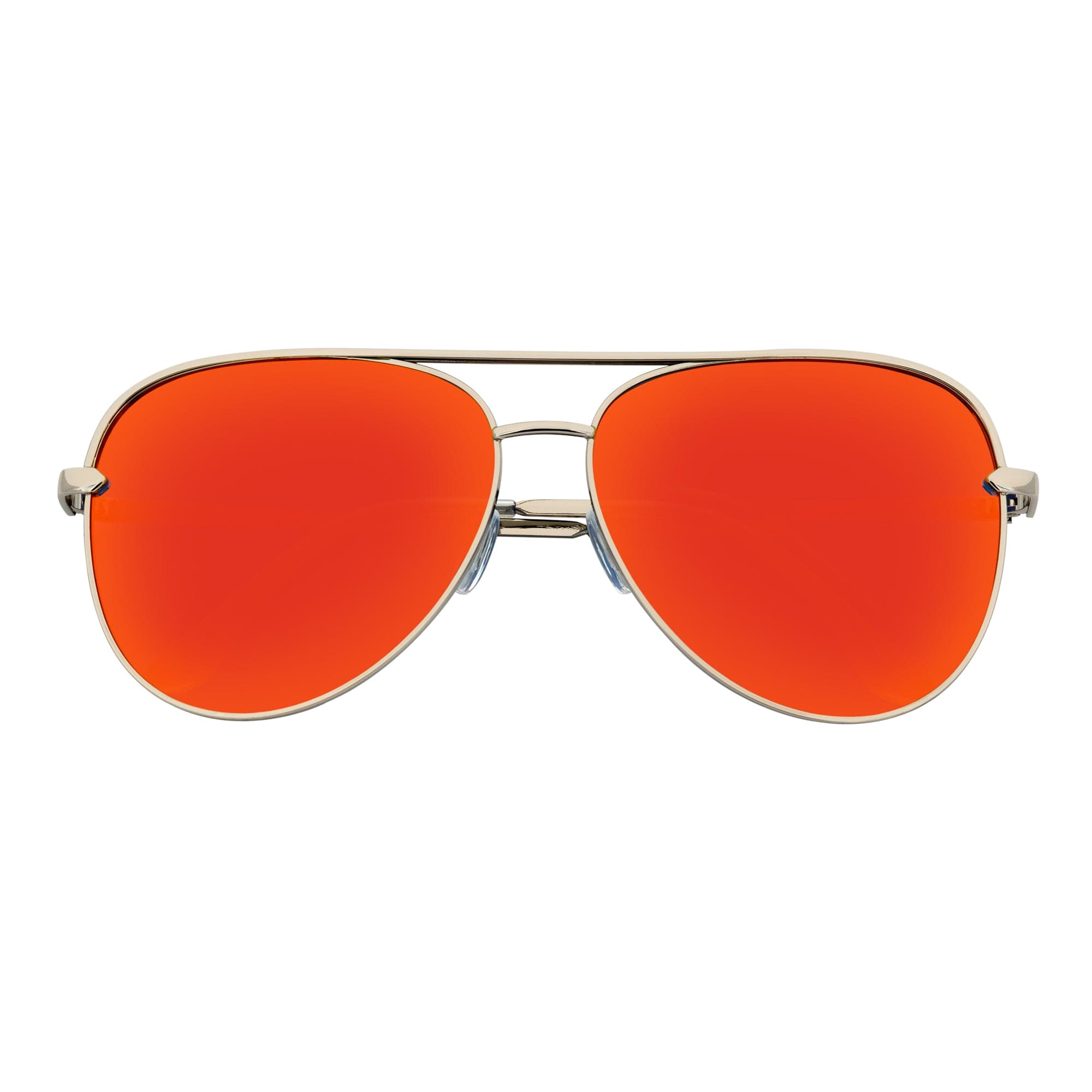 KEY - Oversize Large Flat Lens Metal Aviator Sunglasses Silver Orange Mirror