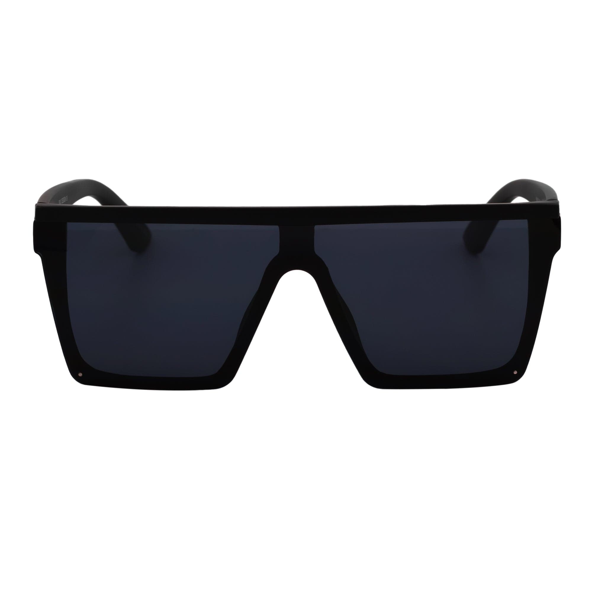LAZER - Modern Flat Top Rimless Rectangle Sunglasses Soft Matte Black Dark Smoke