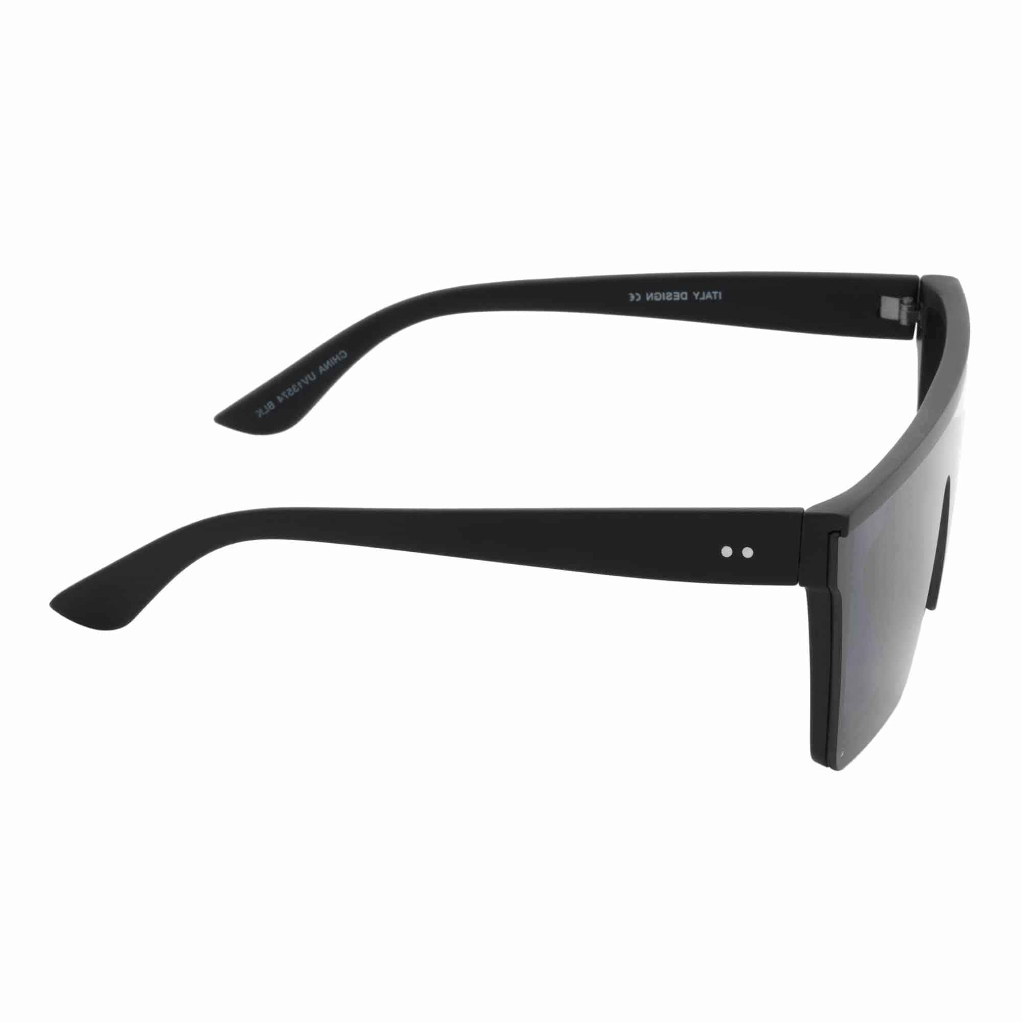 LAZER - Modern Flat Top Rimless Rectangle Sunglasses Soft Matte Black Dark Smoke