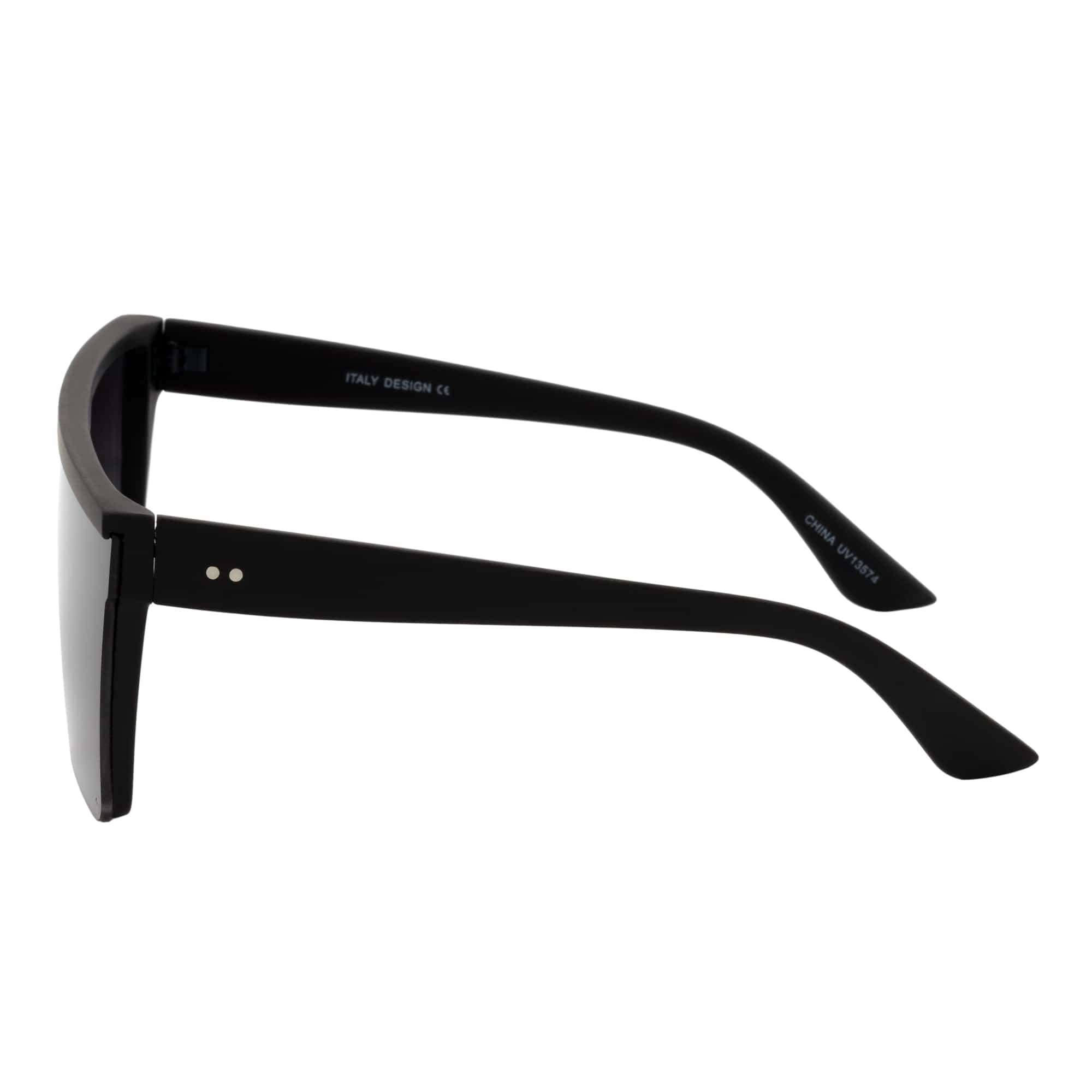 LAZER - Modern Flat Top Rimless Rectangle Sunglasses Soft Matte Black Lavender