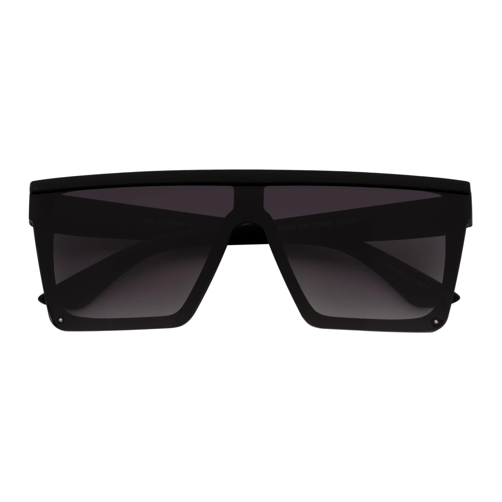 LAZER - Modern Flat Top Rimless Rectangle Sunglasses Soft Matte Black Lavender