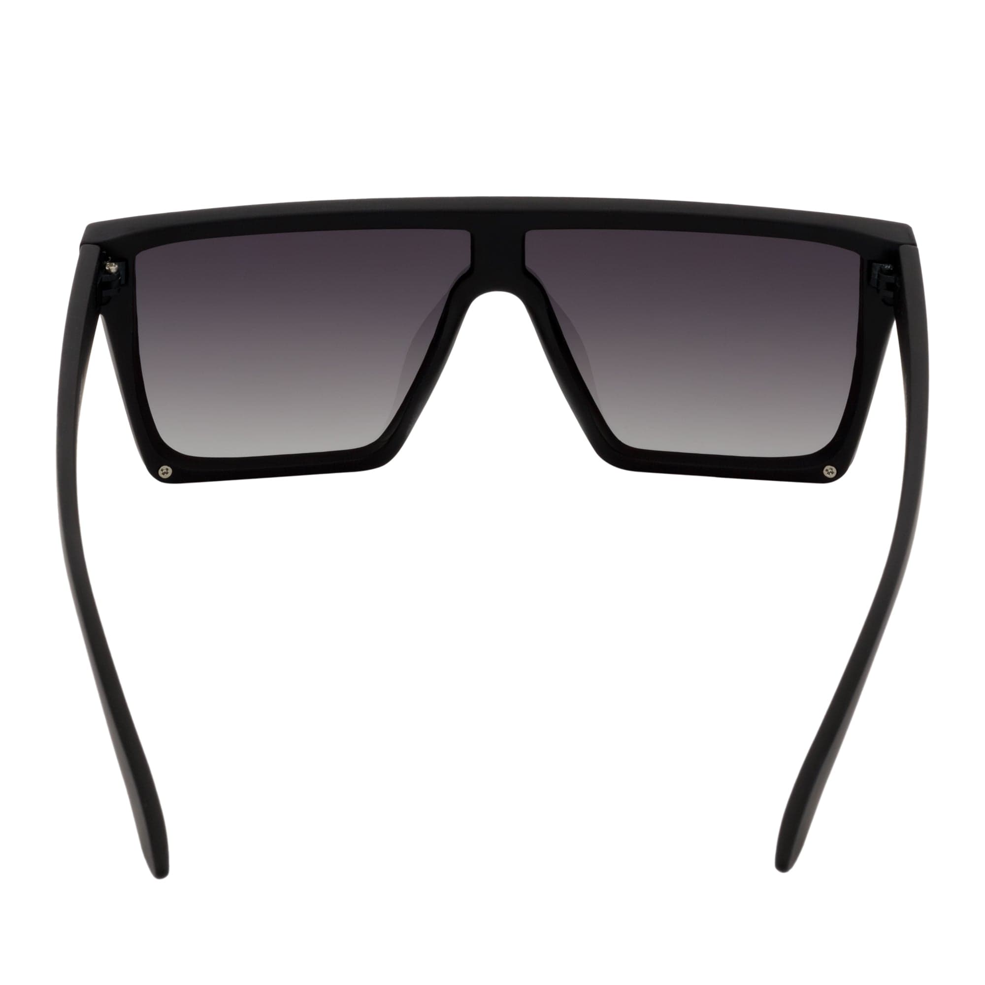 LAZER - Modern Flat Top Rimless Rectangle Sunglasses Soft Matte Black Lavender