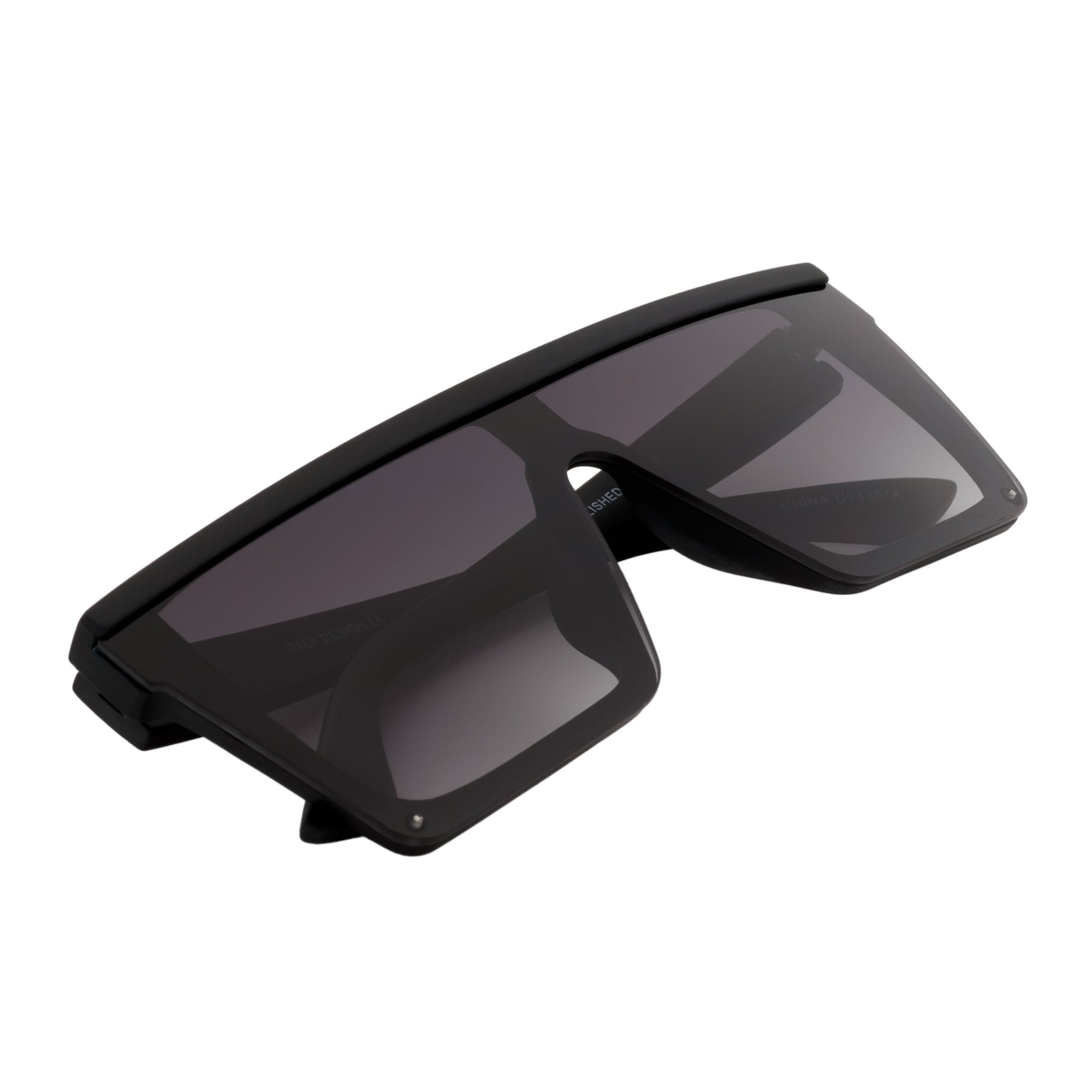 LAZER - Modern Flat Top Rimless Rectangle Sunglasses Soft Matte Black Lavender