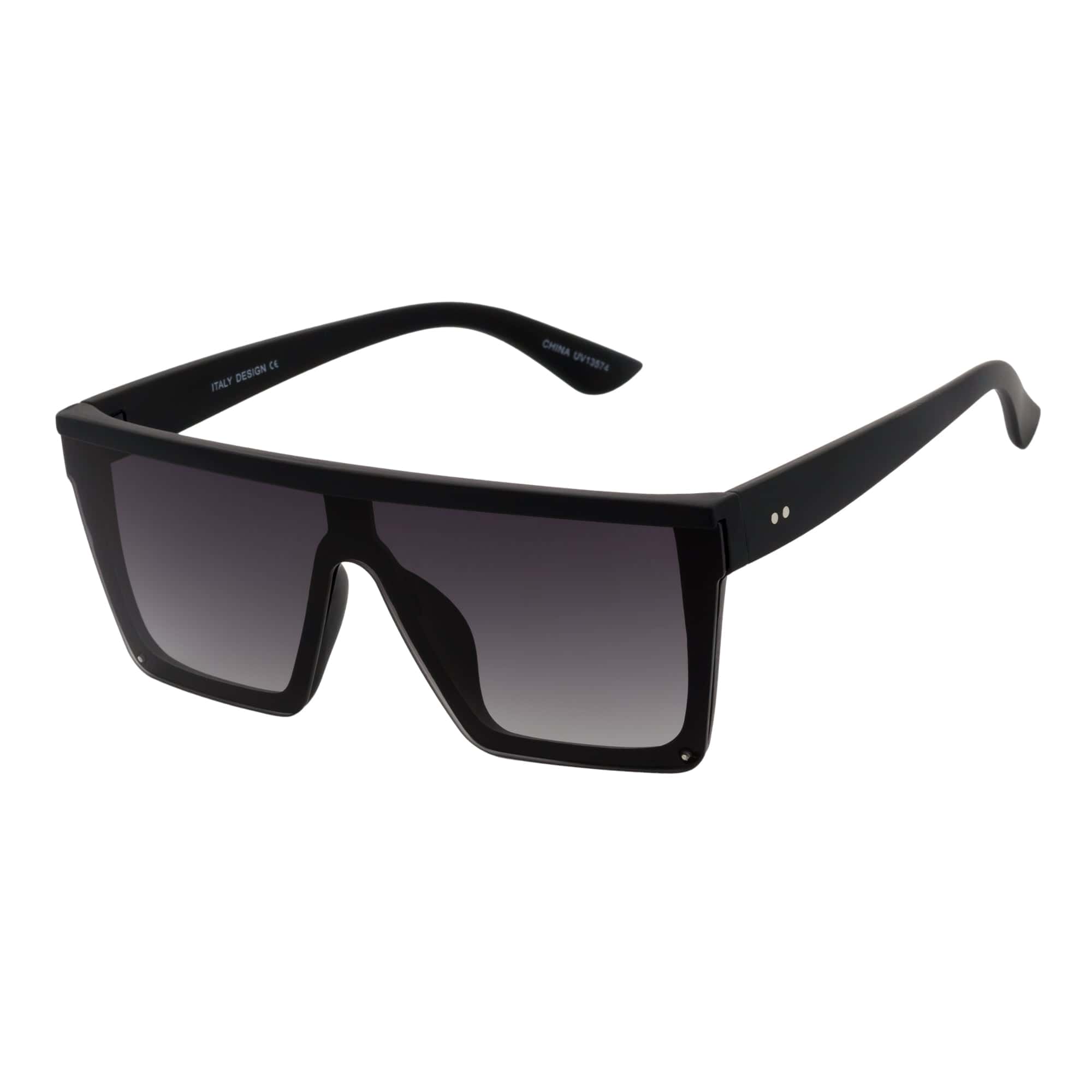 LAZER - Modern Flat Top Rimless Rectangle Sunglasses Soft Matte Black Lavender