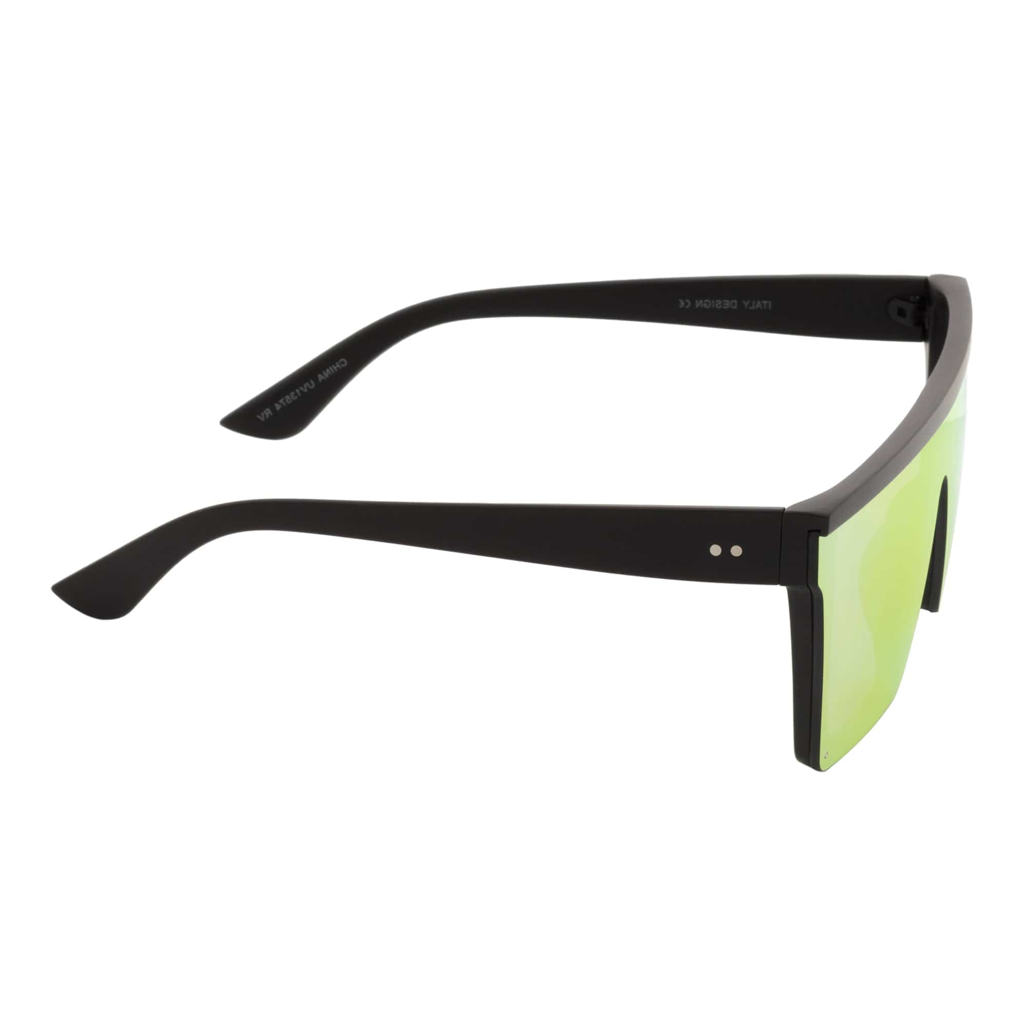 LAZER - Modern Flat Top Rectangle Sunglasses Soft Matte Black Orange Mirror