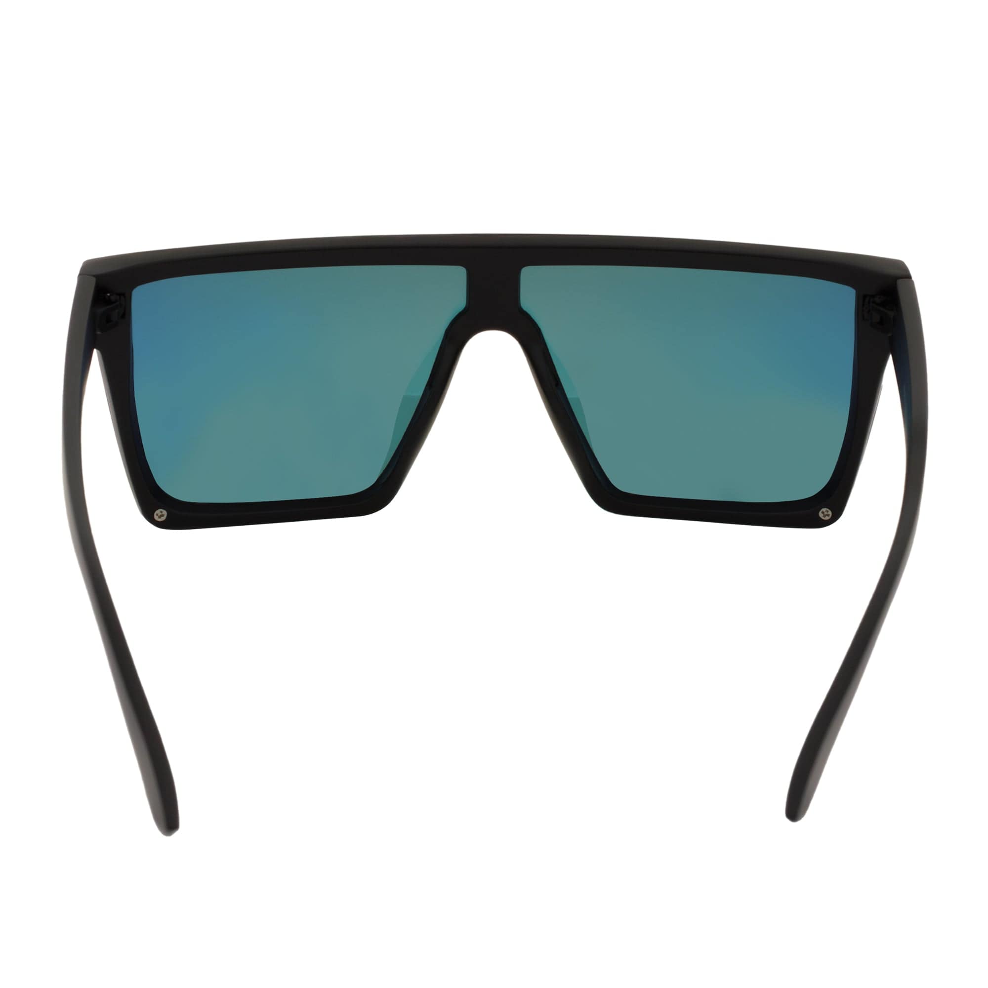 LAZER - Modern Flat Top Rectangle Sunglasses Soft Matte Black Orange Mirror