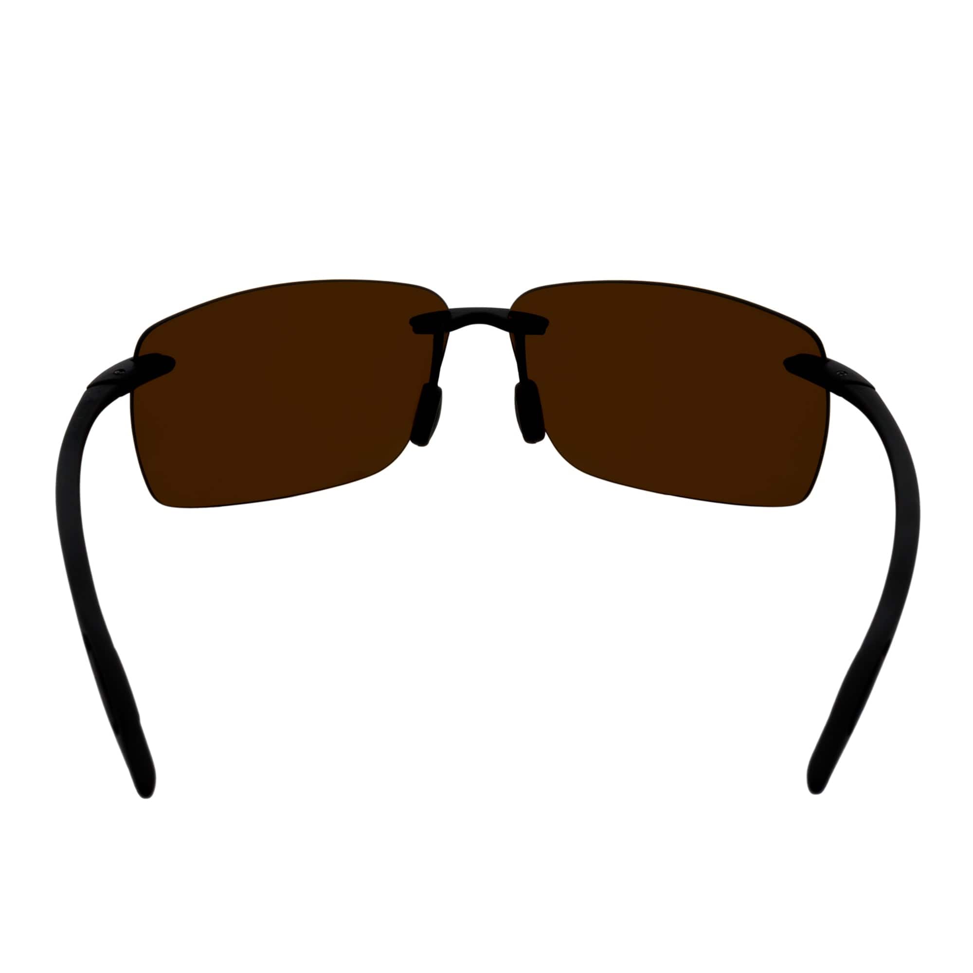 MAUI - Rimless TR90 Thin Sports Wrap Sunglasses Matte Black Brown Polarized