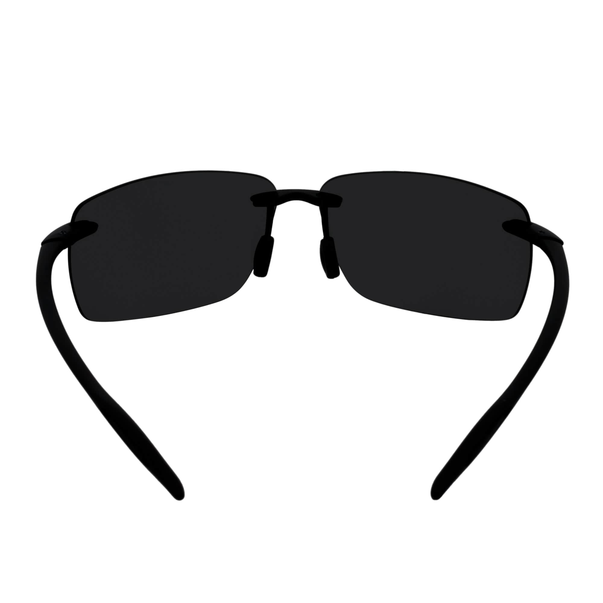 MAUI - Rimless TR90 Thin Sports Wrap Sunglasses Black Silver Mirror Polarized