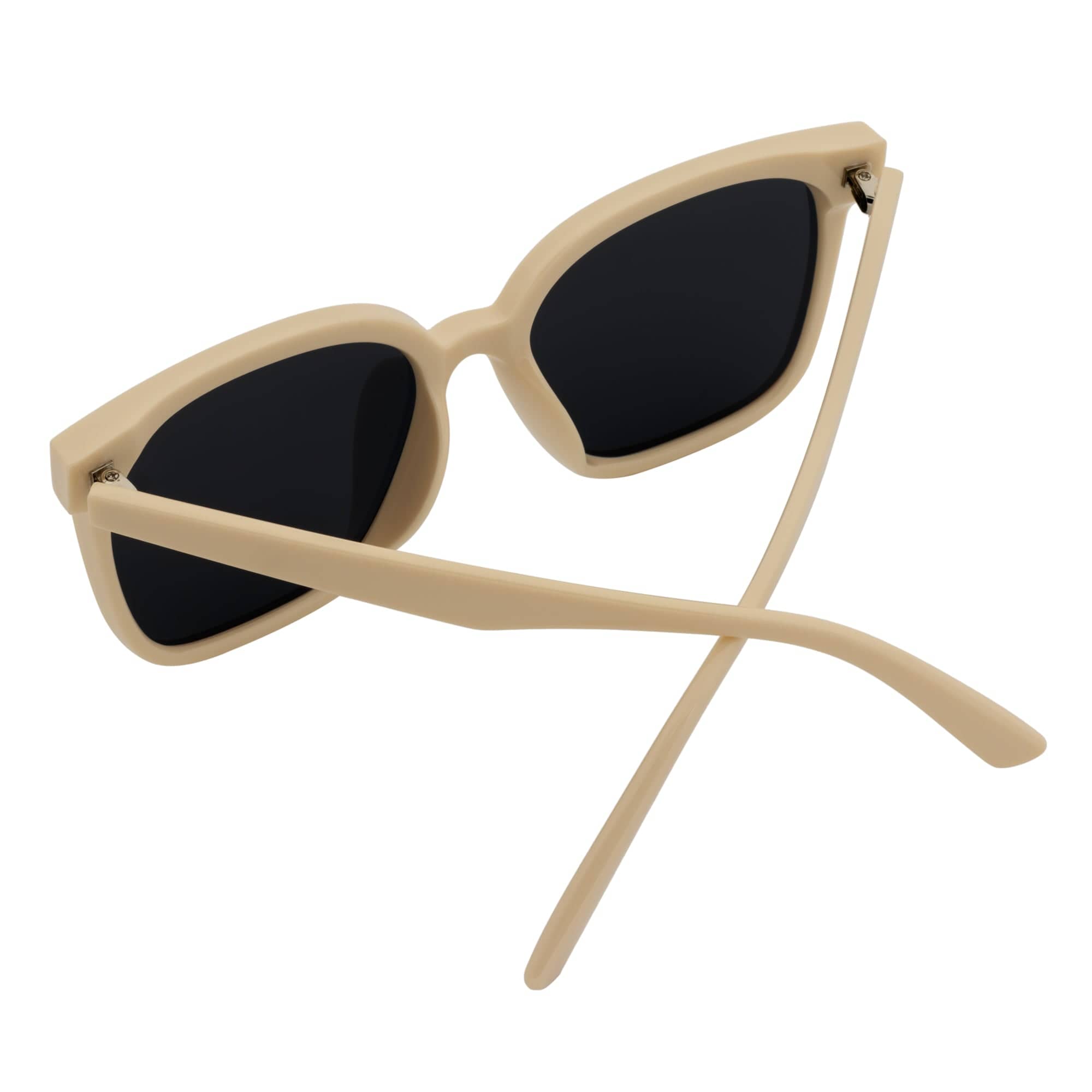 MIA - Polarized Womens Oversize 3 Pin Cat Eye Sunglasses Creme Smoke Tint