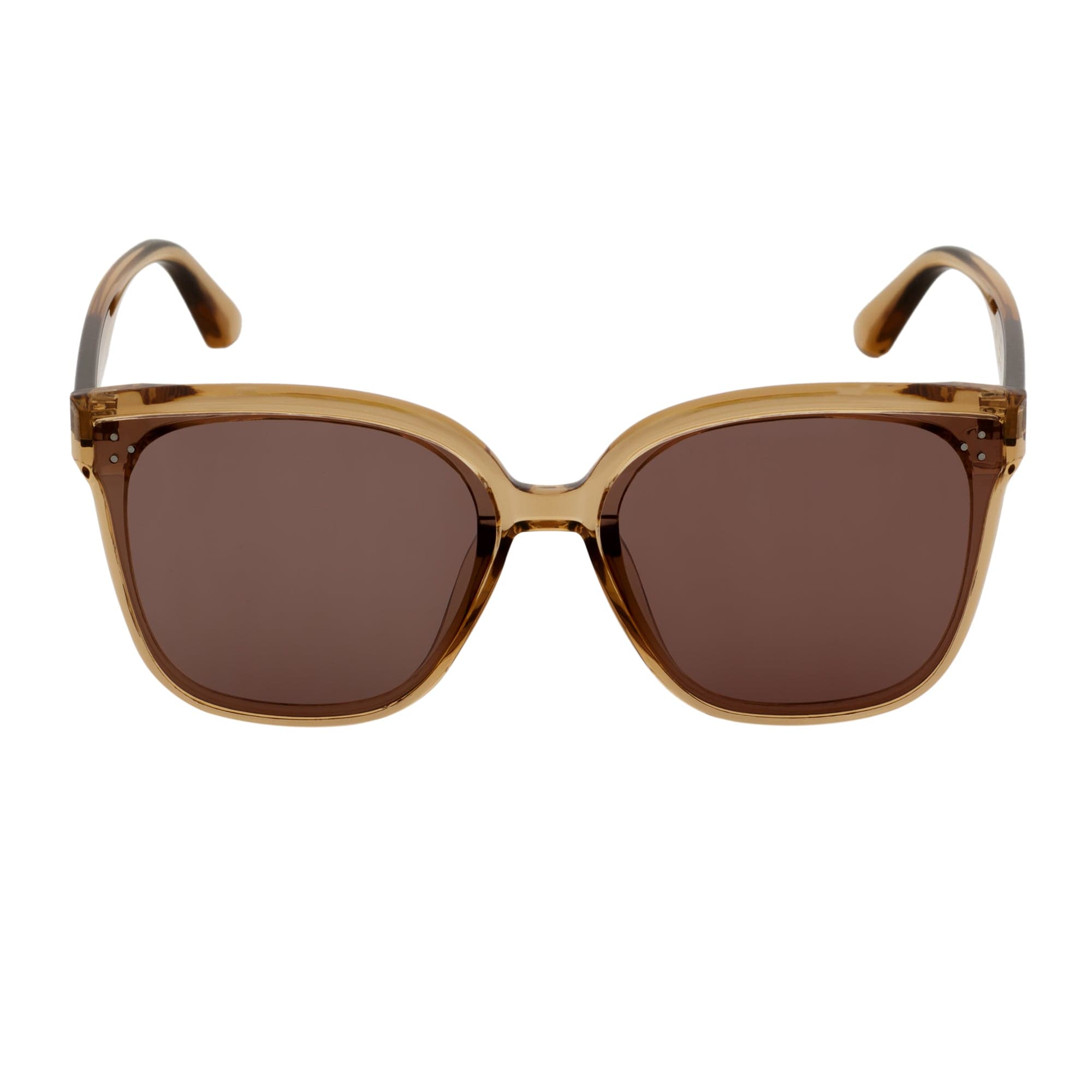 MYA - Polarized Womens Oversize 3 Pin Cat Eye Sunglasses Clear Brown