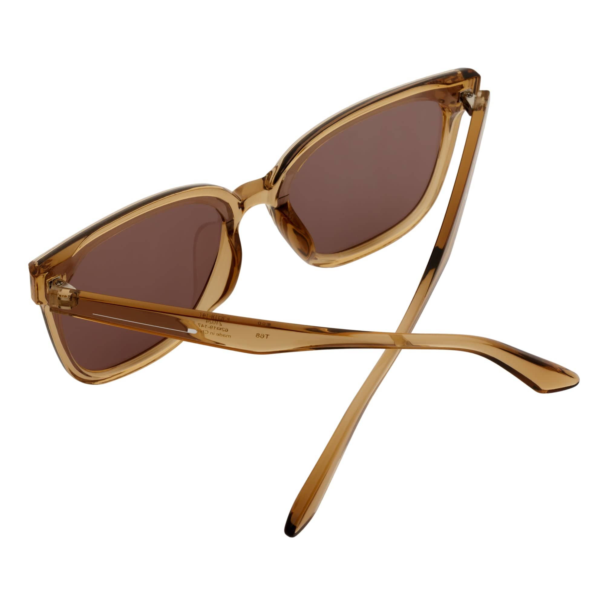 MYA - Polarized Womens Oversize 3 Pin Cat Eye Sunglasses Clear Brown