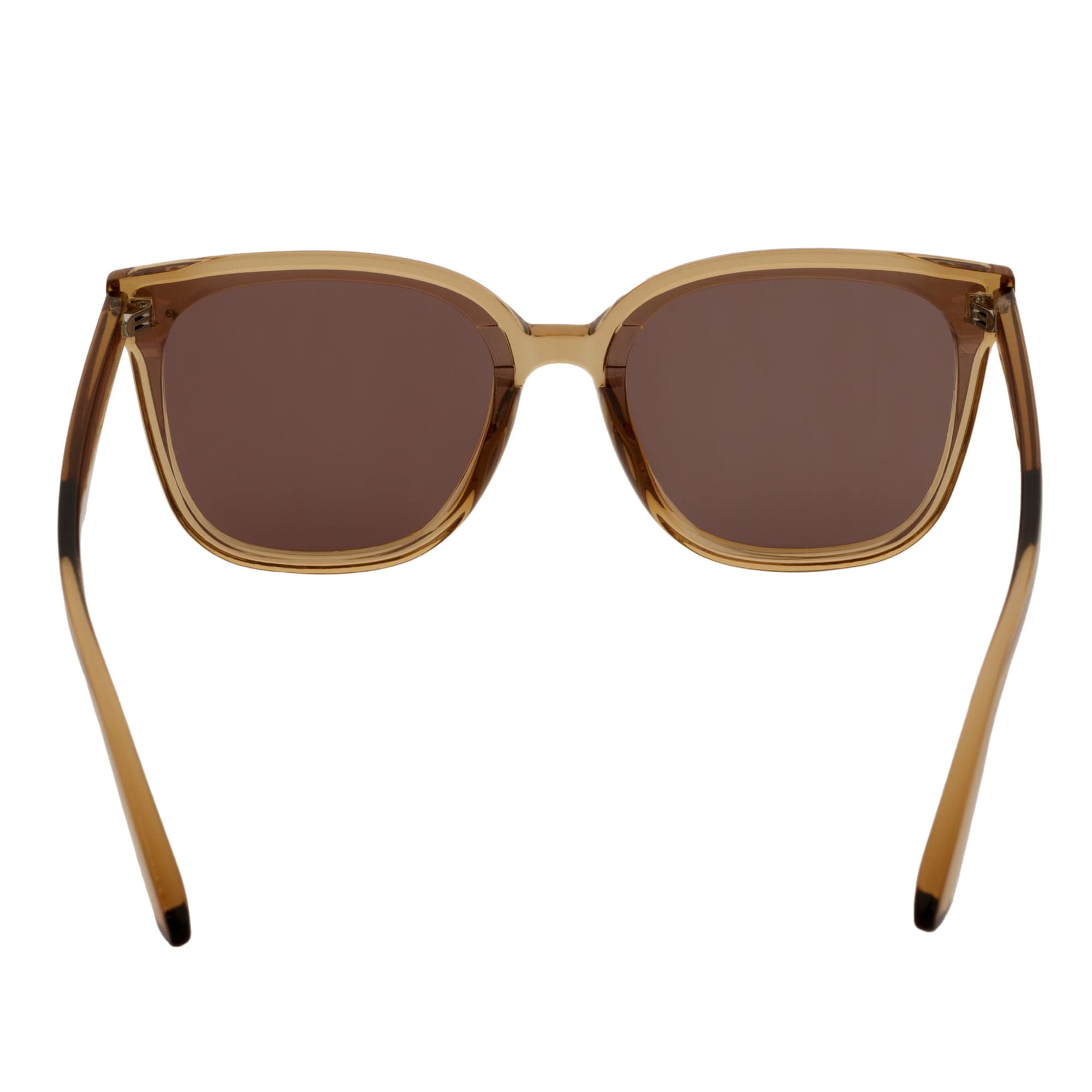 MYA - Polarized Womens Oversize 3 Pin Cat Eye Sunglasses Clear Brown