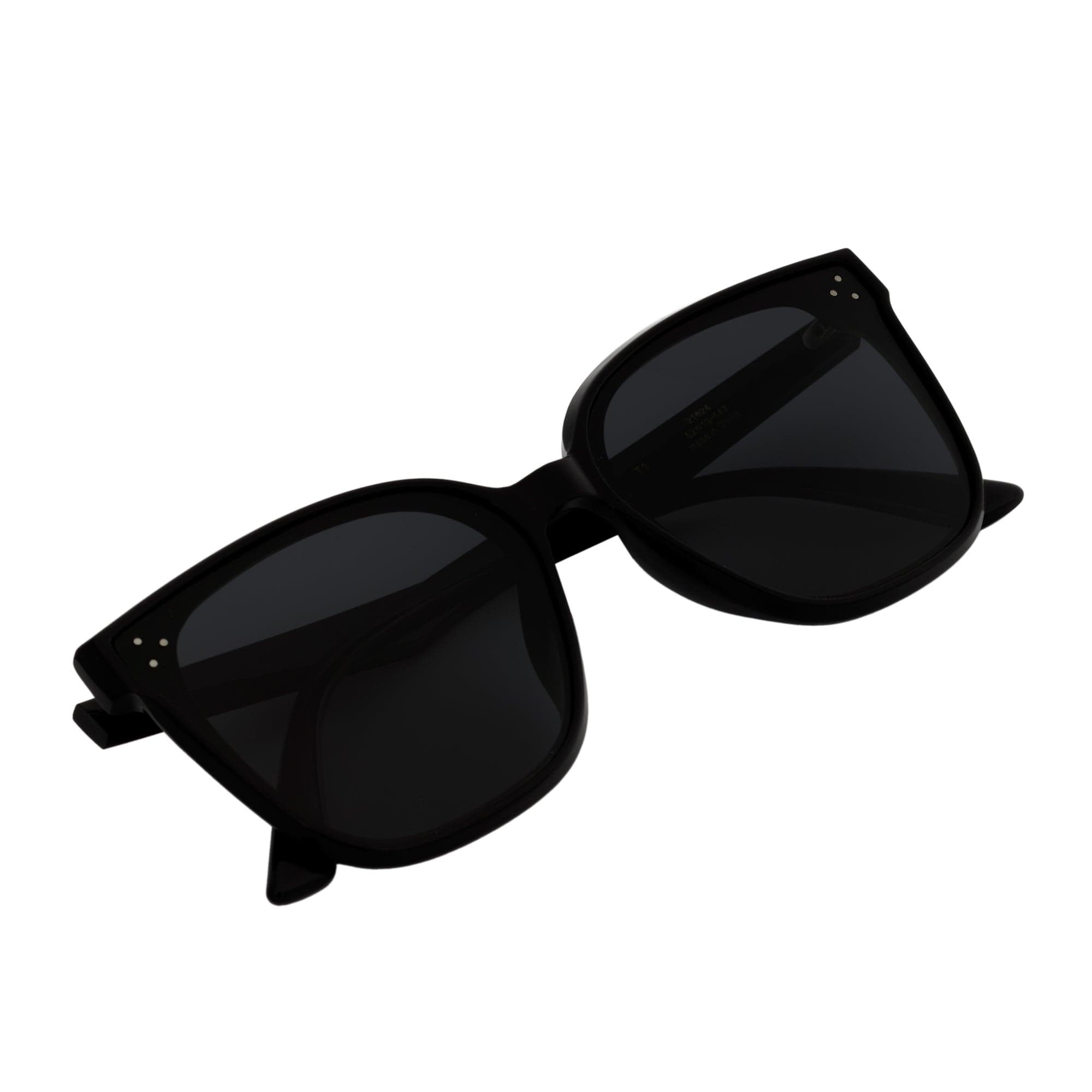 MYA - Polarized Womens Oversize 3 Pin Cat Eye Sunglasses Gloss Black Smoke