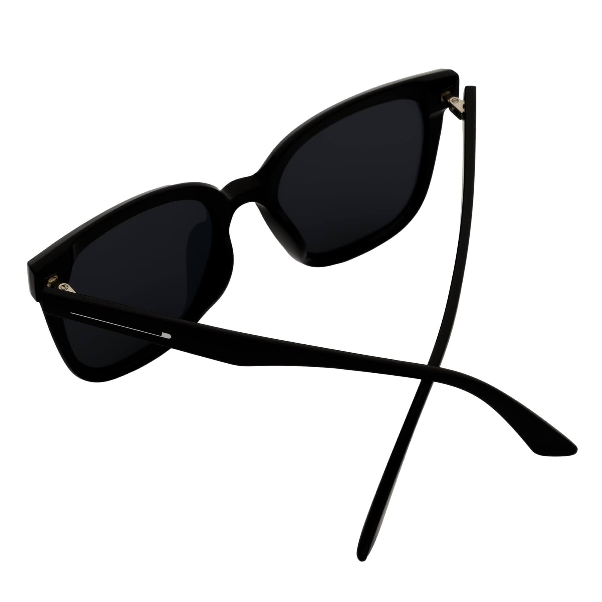 MYA - Polarized Womens Oversize 3 Pin Cat Eye Sunglasses Gloss Black Smoke