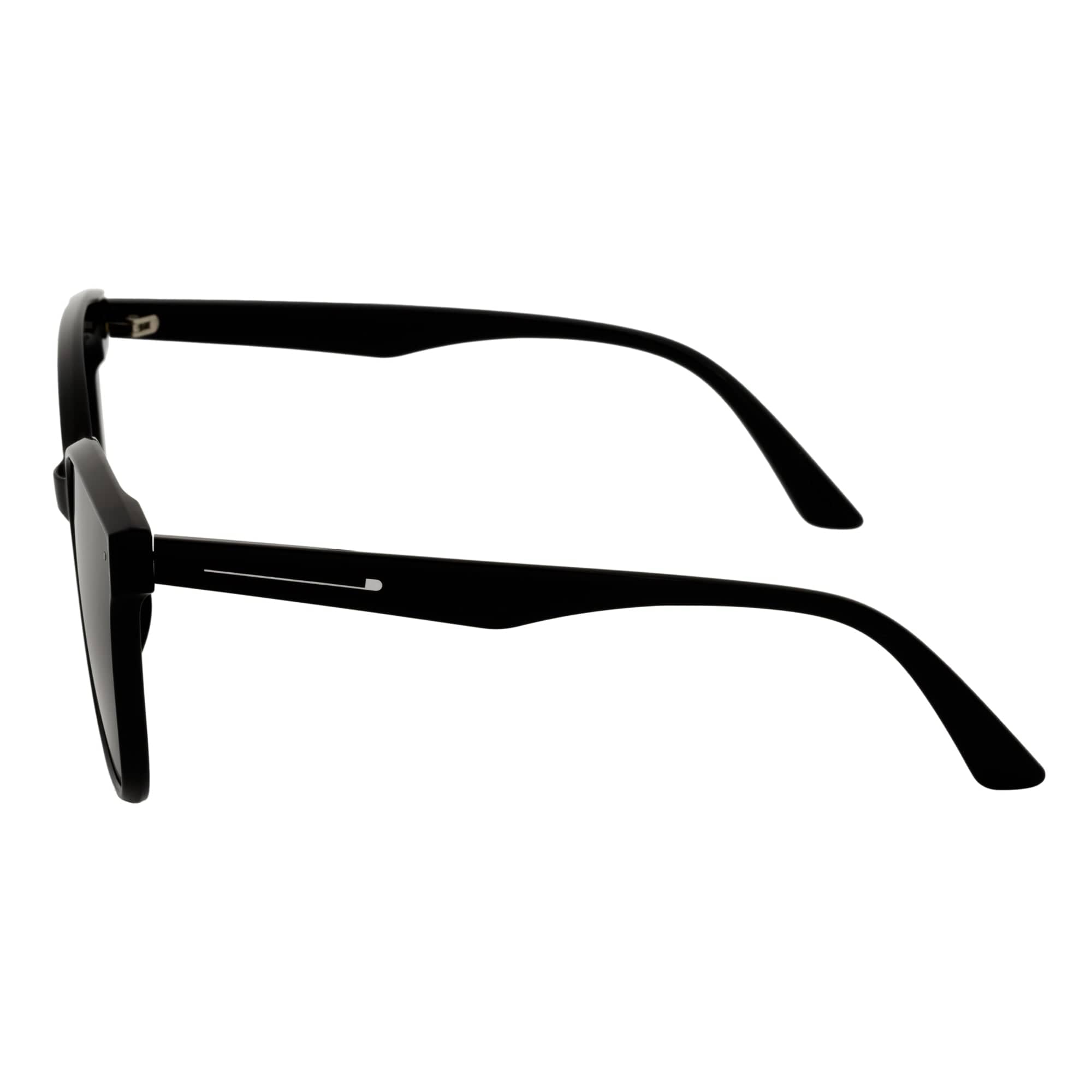 MYA - Polarized Womens Oversize 3 Pin Cat Eye Sunglasses Gloss Black Smoke - MorspecsM1043-1