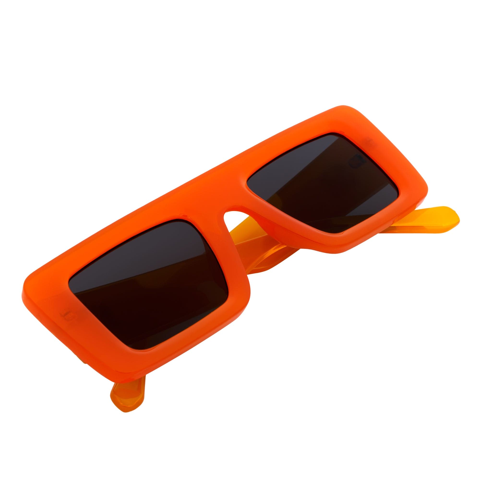 OFFSET - Two - Tone 90s Retro Thick Rectangle Sunglasses Orange - White Smoke Tint